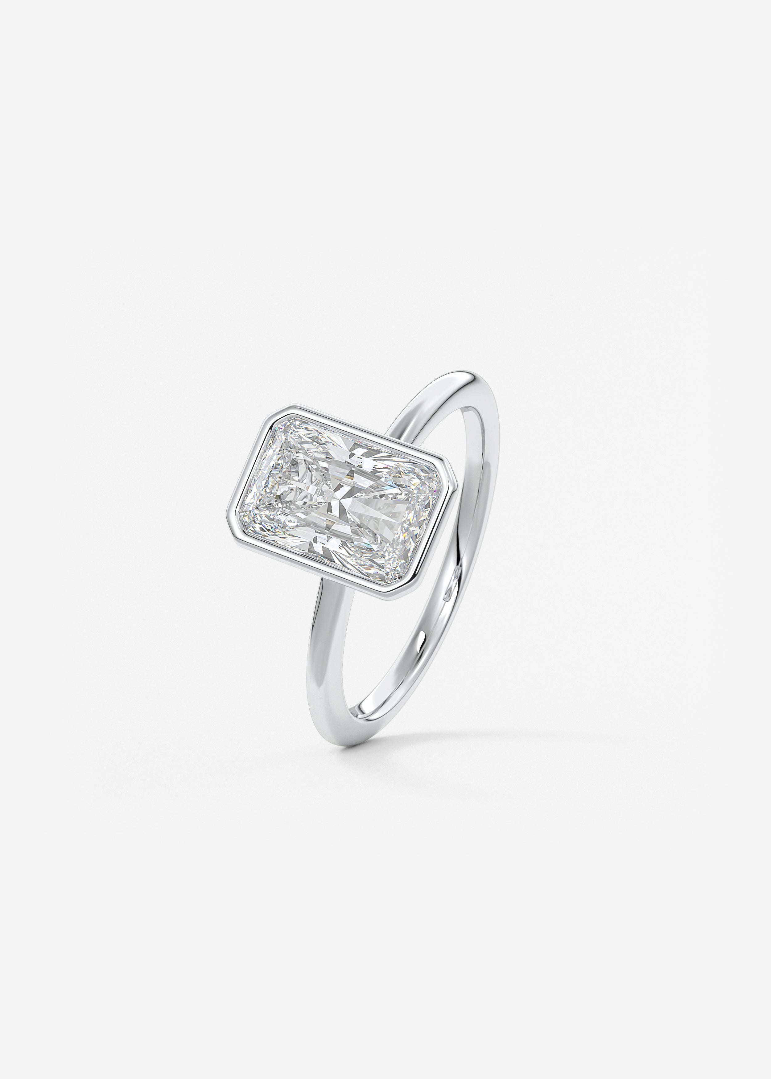 Radiant Bezel Lab Grown Diamond Engagement Ring