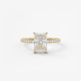 Radiant Hidden Halo Pave Lab Grown Diamond Engagement Ring