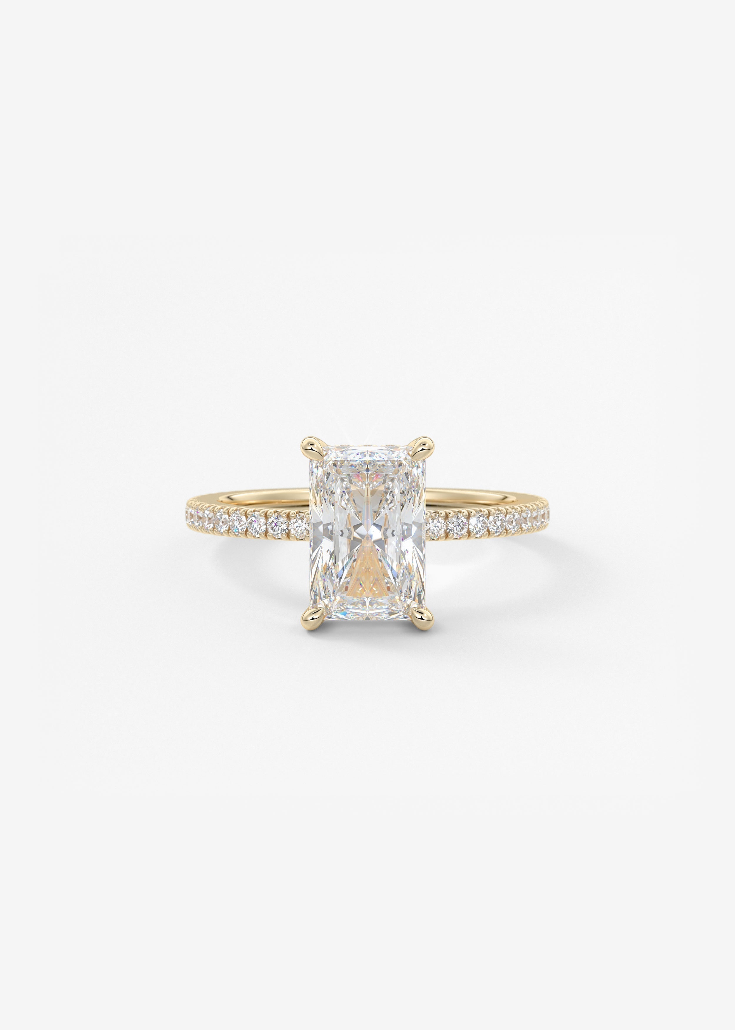 Radiant Hidden Halo Pave Lab Grown Diamond Engagement Ring