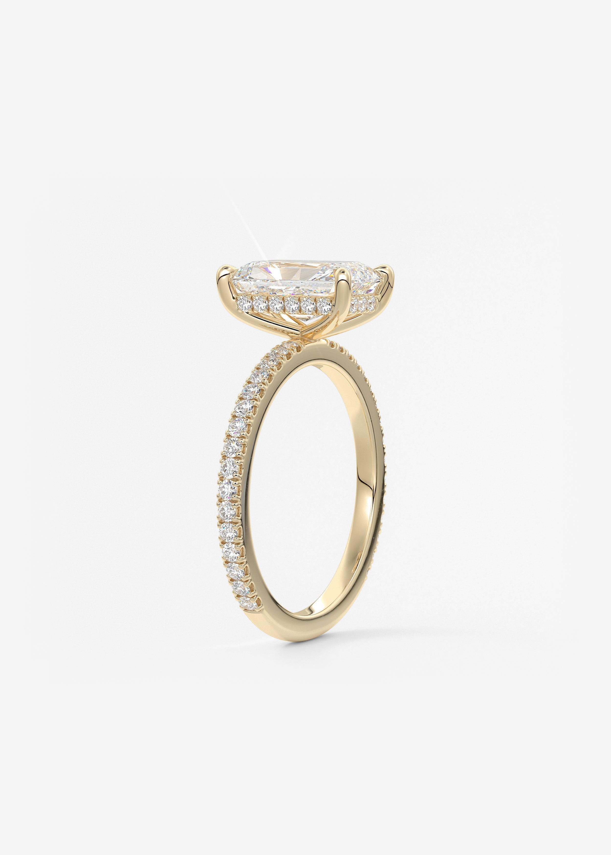 Radiant Hidden Halo Pave Lab Grown Diamond Engagement Ring