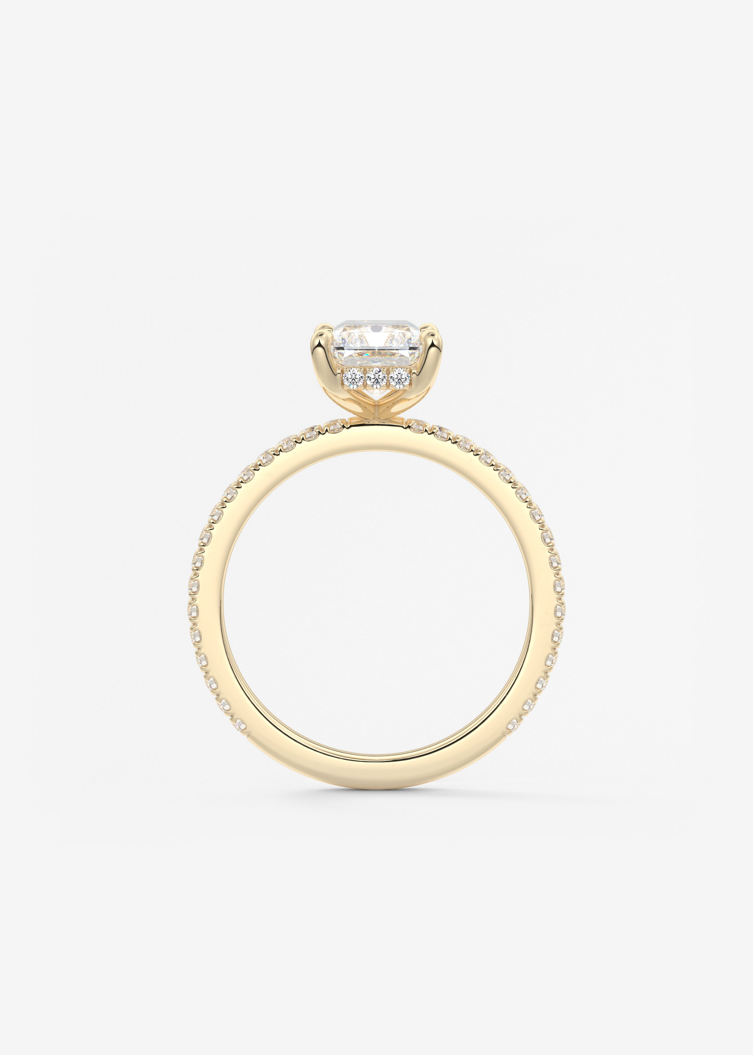 Radiant Hidden Halo Pave Lab Grown Diamond Engagement Ring