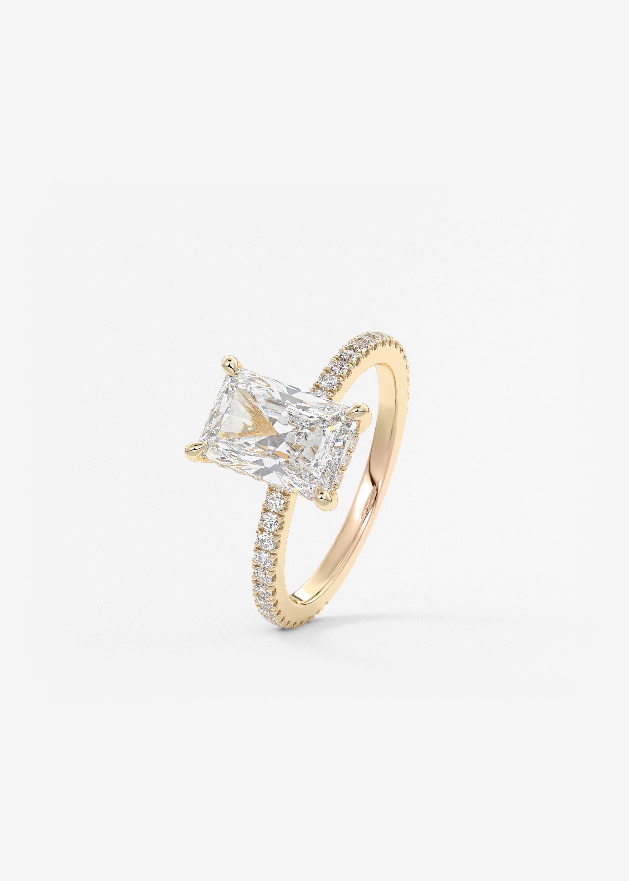 Radiant Hidden Halo Pave Lab Grown Diamond Engagement Ring