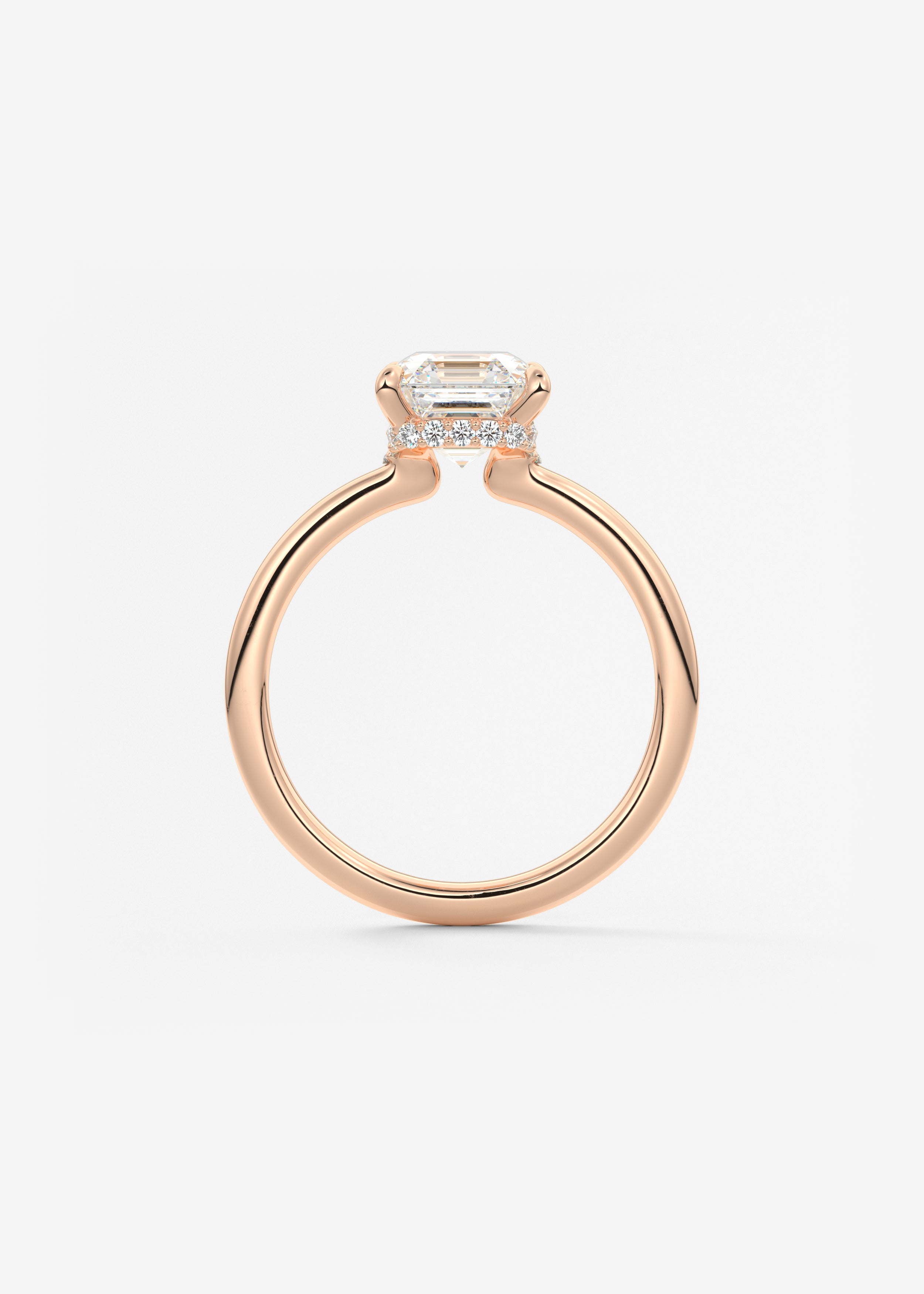 Asscher Hidden Halo Lab Grown Diamond Engagement Ring