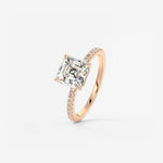 Asscher Pave Lab Grown Diamond Engagement Ring