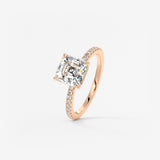 Asscher Pave Lab Grown Diamond Engagement Ring