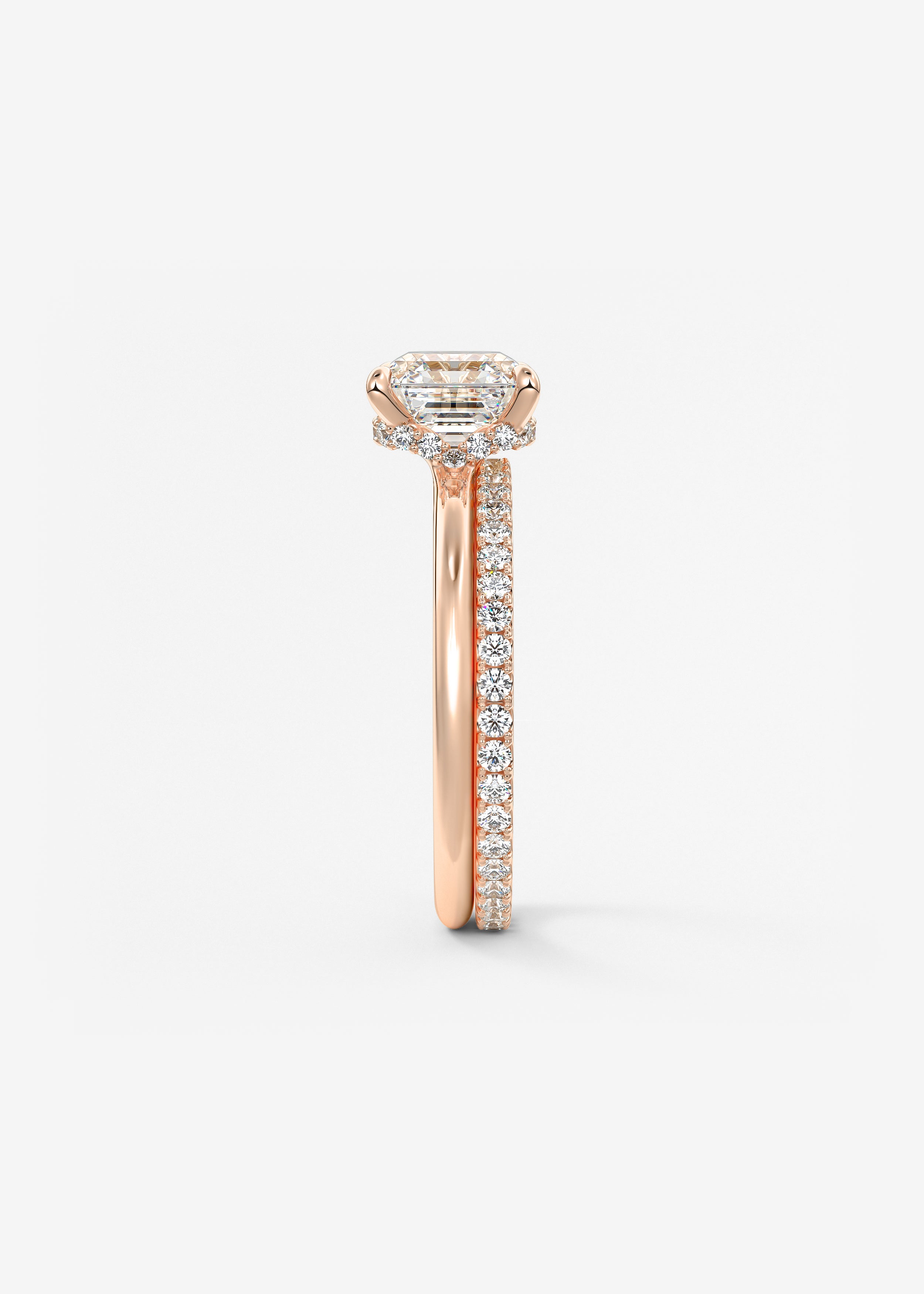 Asscher Hidden Halo Lab Grown Diamond Engagement Ring