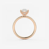 Asscher Pave Lab Grown Diamond Engagement Ring