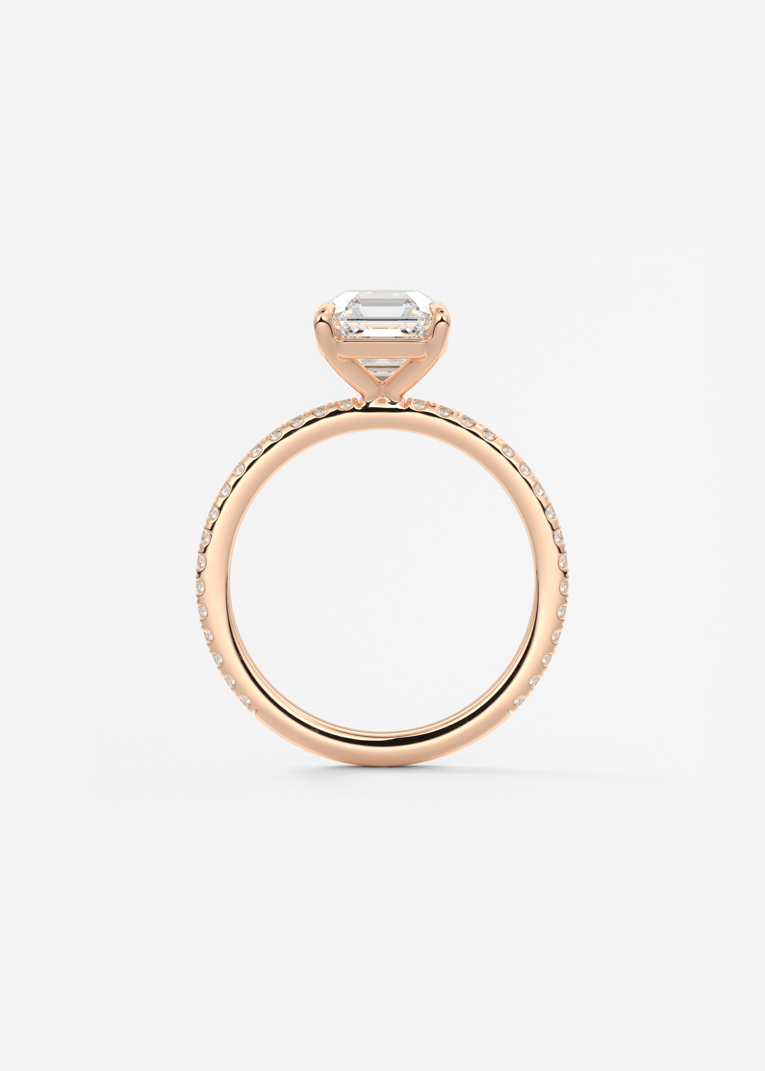 Asscher Pave Lab Grown Diamond Engagement Ring