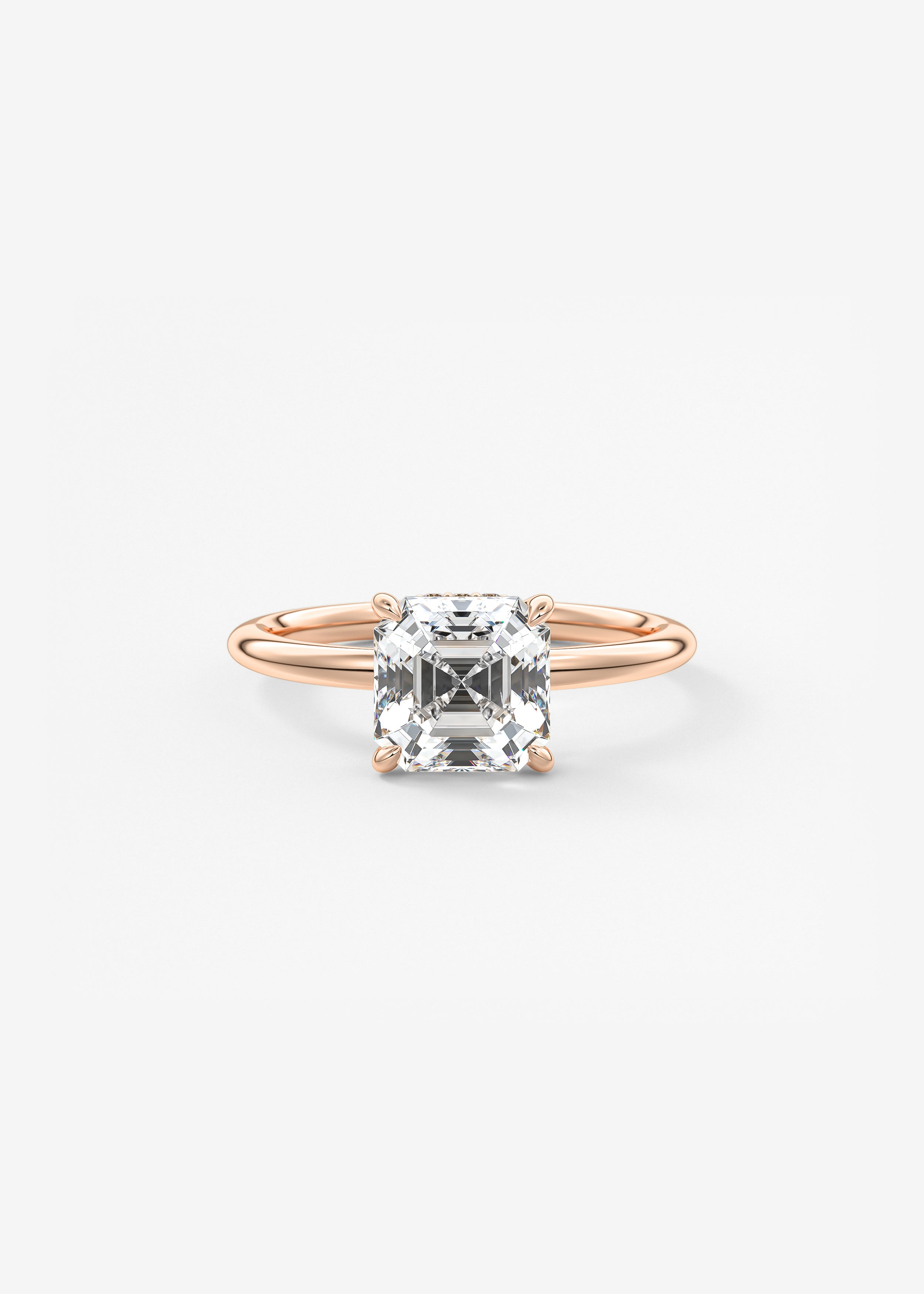 Asscher Hidden Halo Lab Grown Diamond Engagement Ring