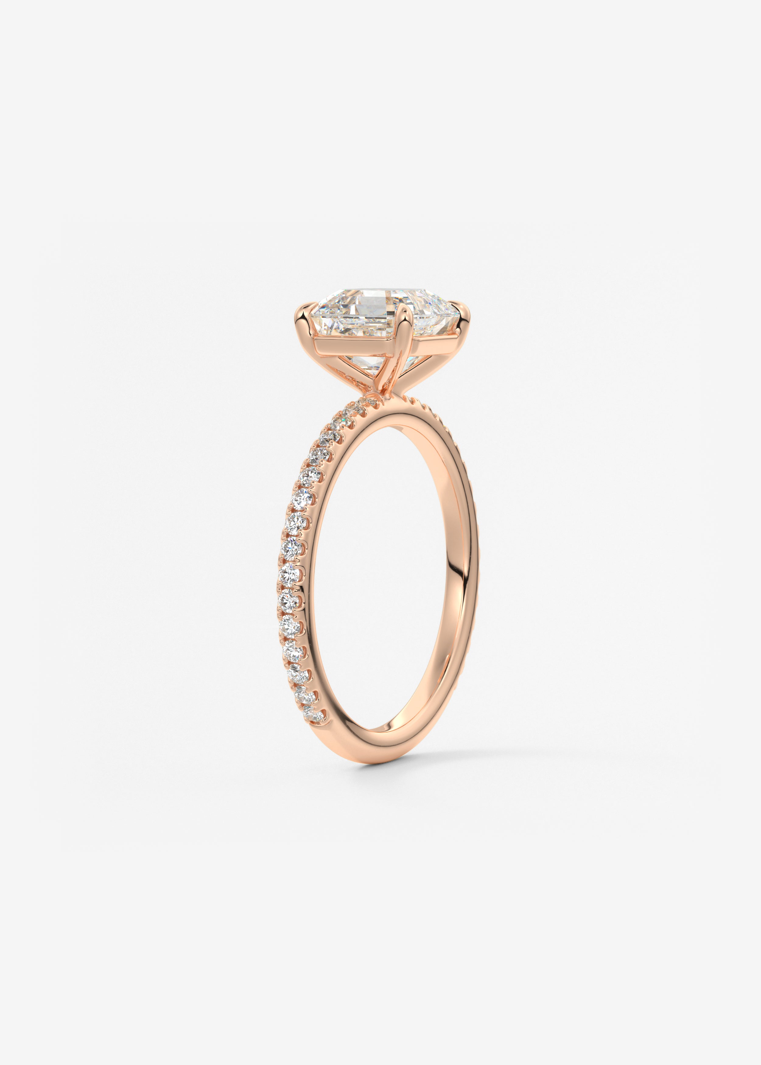 Asscher Pave Lab Grown Diamond Engagement Ring