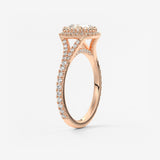 Cushion Halo & Pave , Split Shank Lab Grown Diamond Engagement Ring