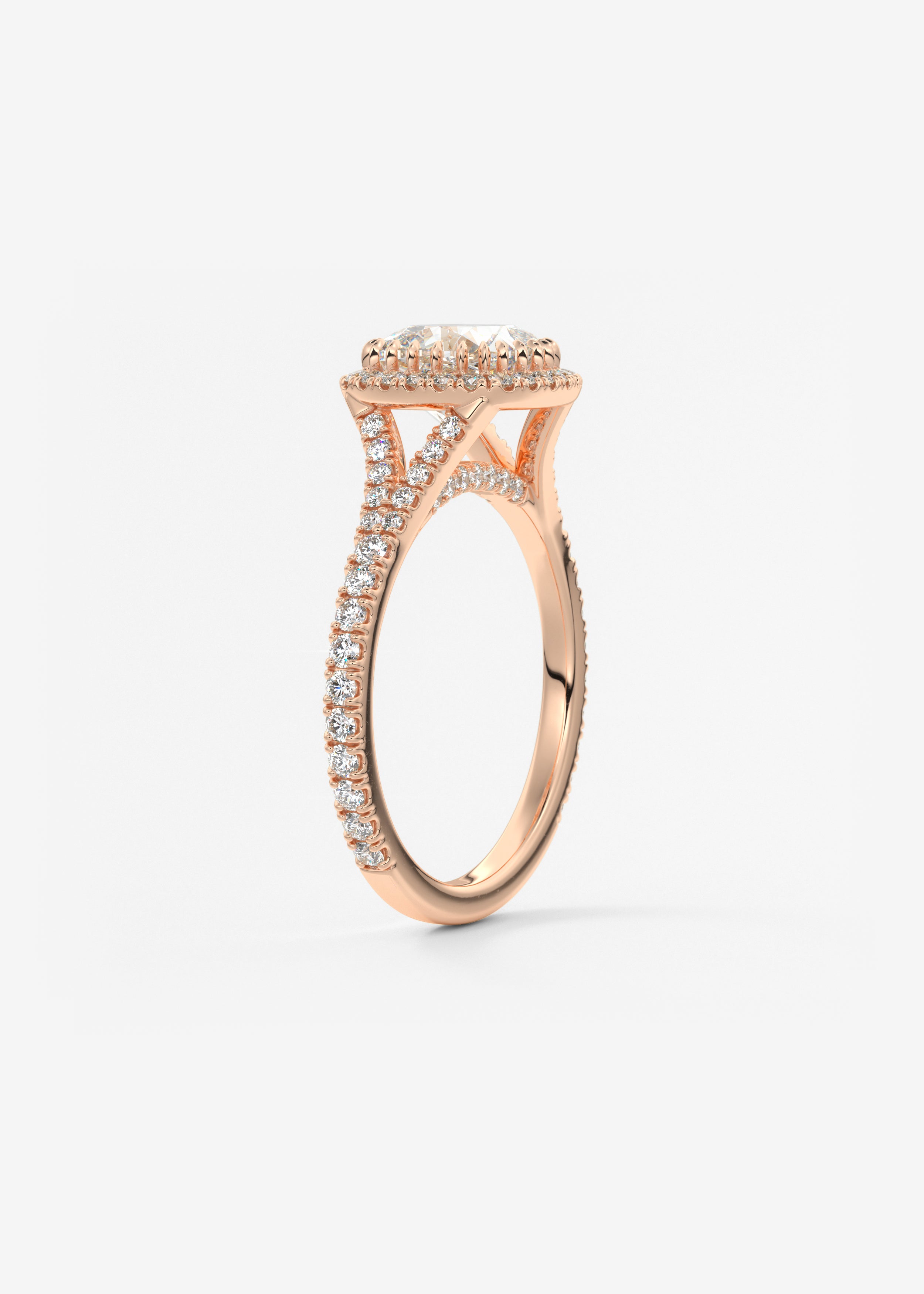 Cushion Halo & Pave , Split Shank Lab Grown Diamond Engagement Ring