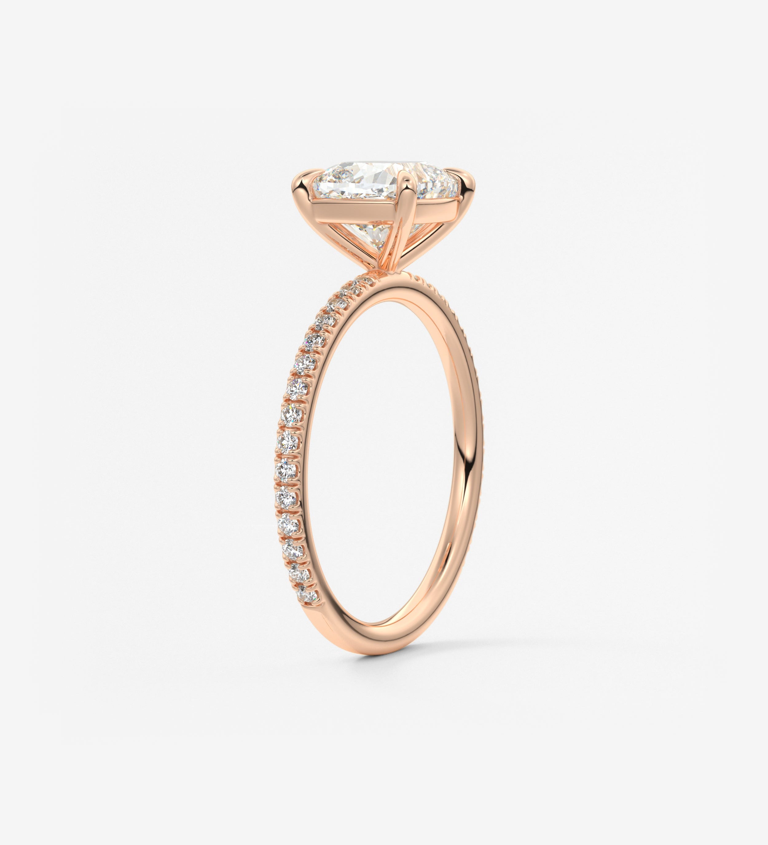 Cushion Pave Lab Grown Diamond Engagement Ring