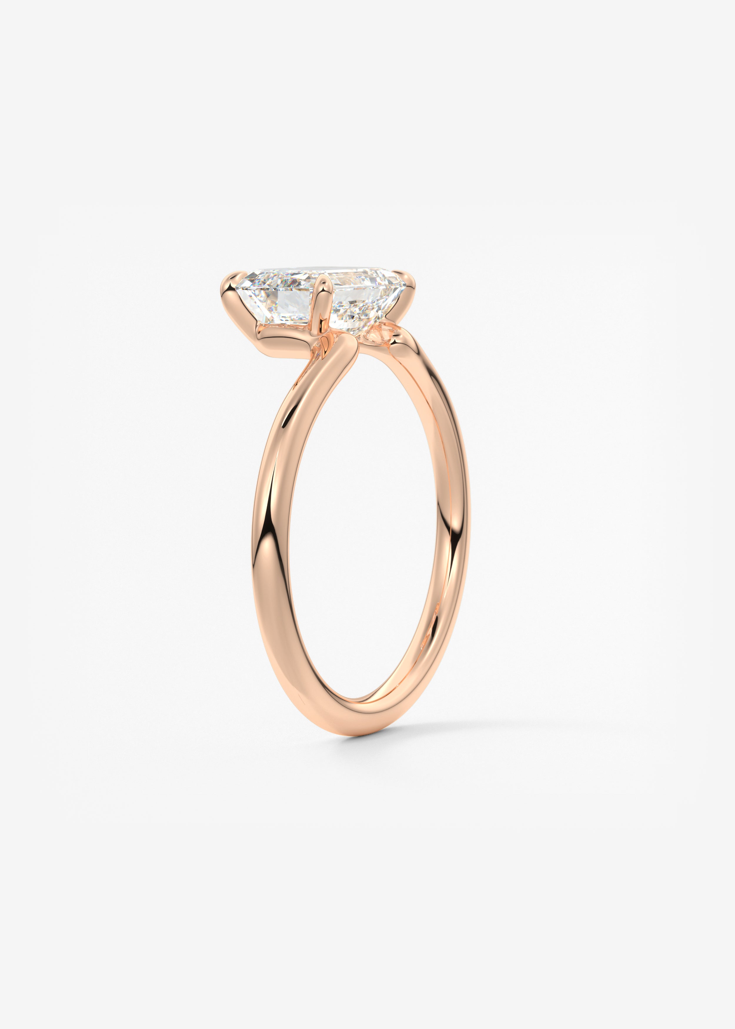 Emerald Solitaire Lab Grown Diamond Engagement Ring