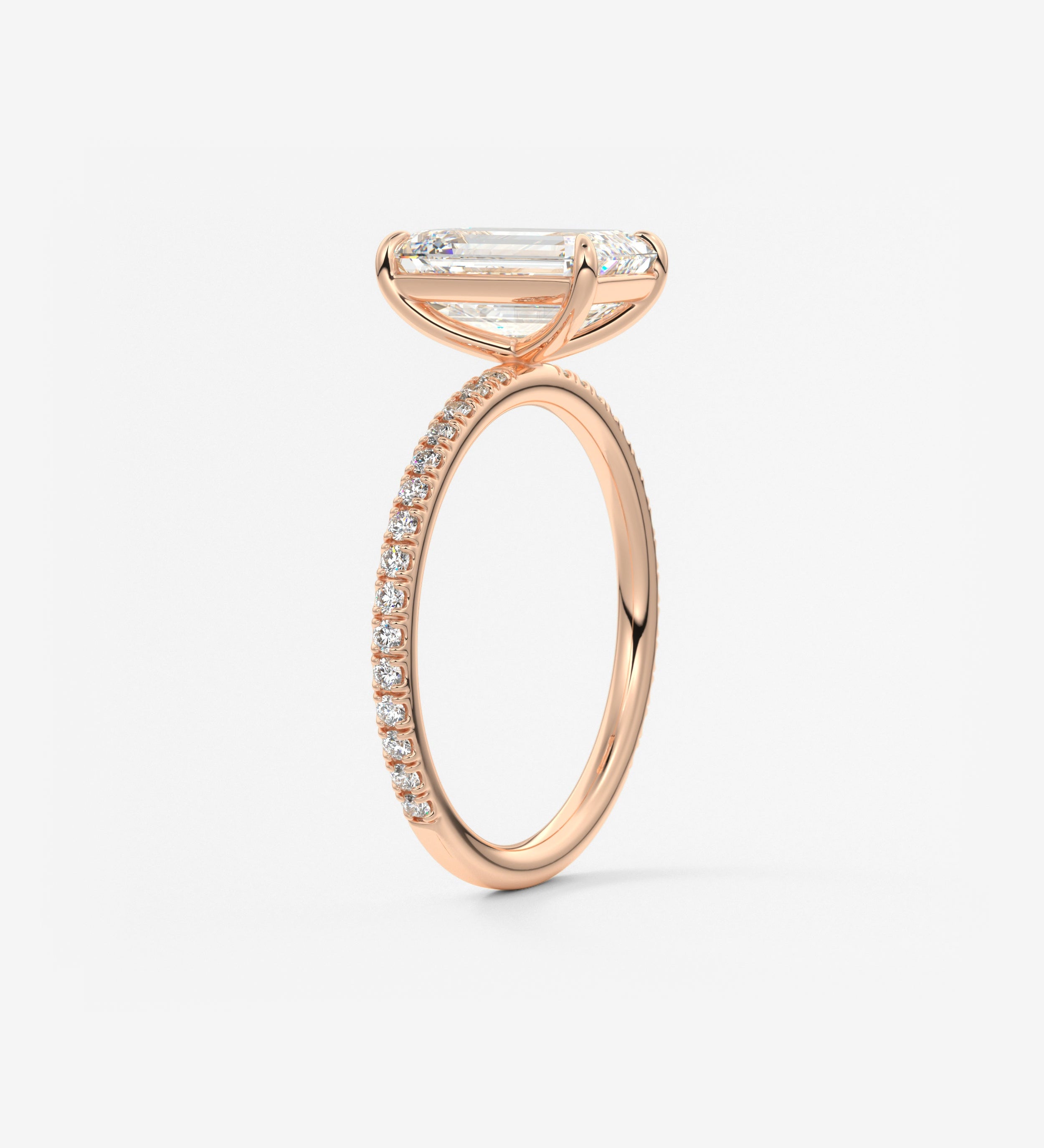 Emerald Pave Lab Grown Diamond Engagement Ring
