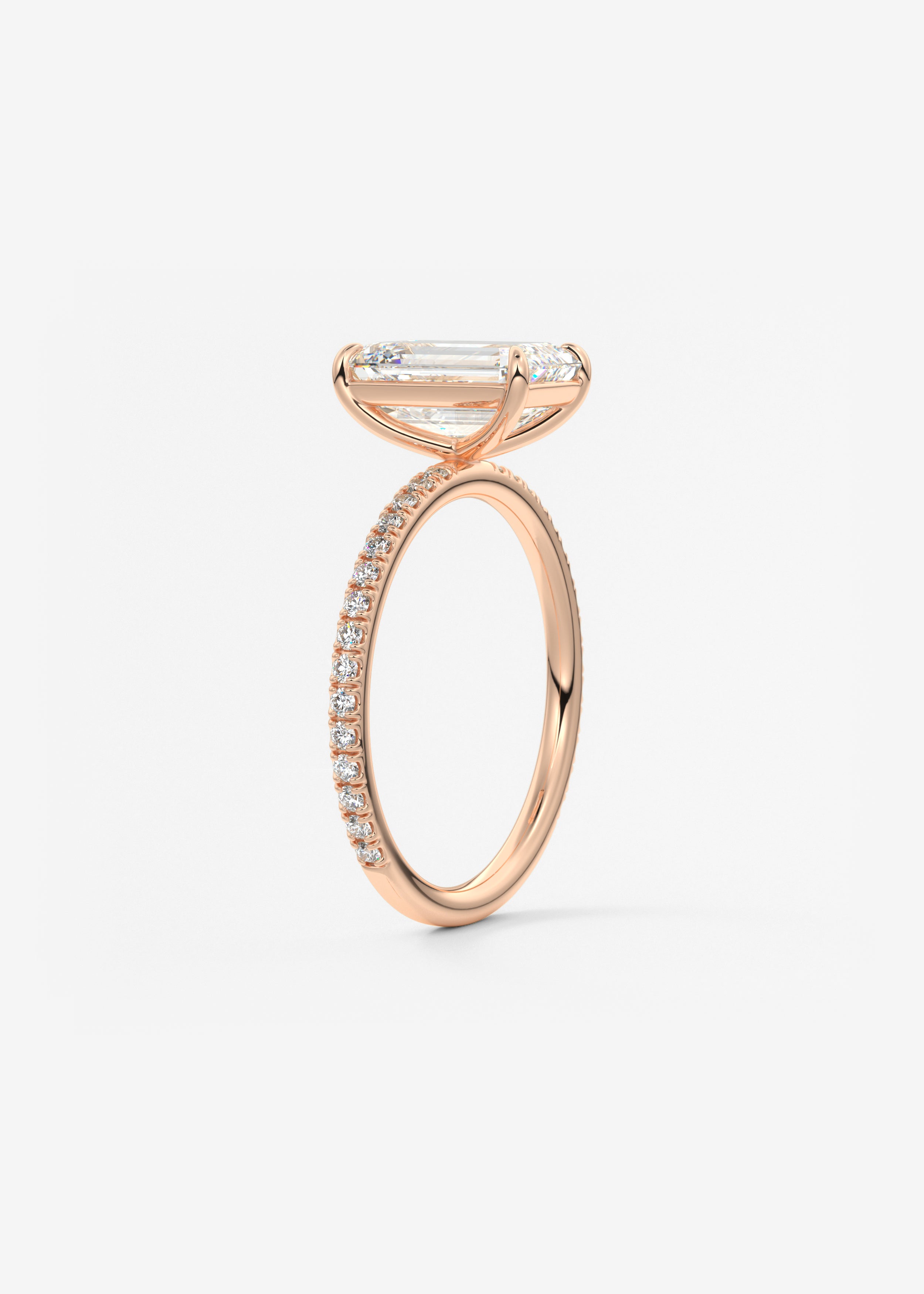 Emerald Pave Lab Grown Diamond Engagement Ring