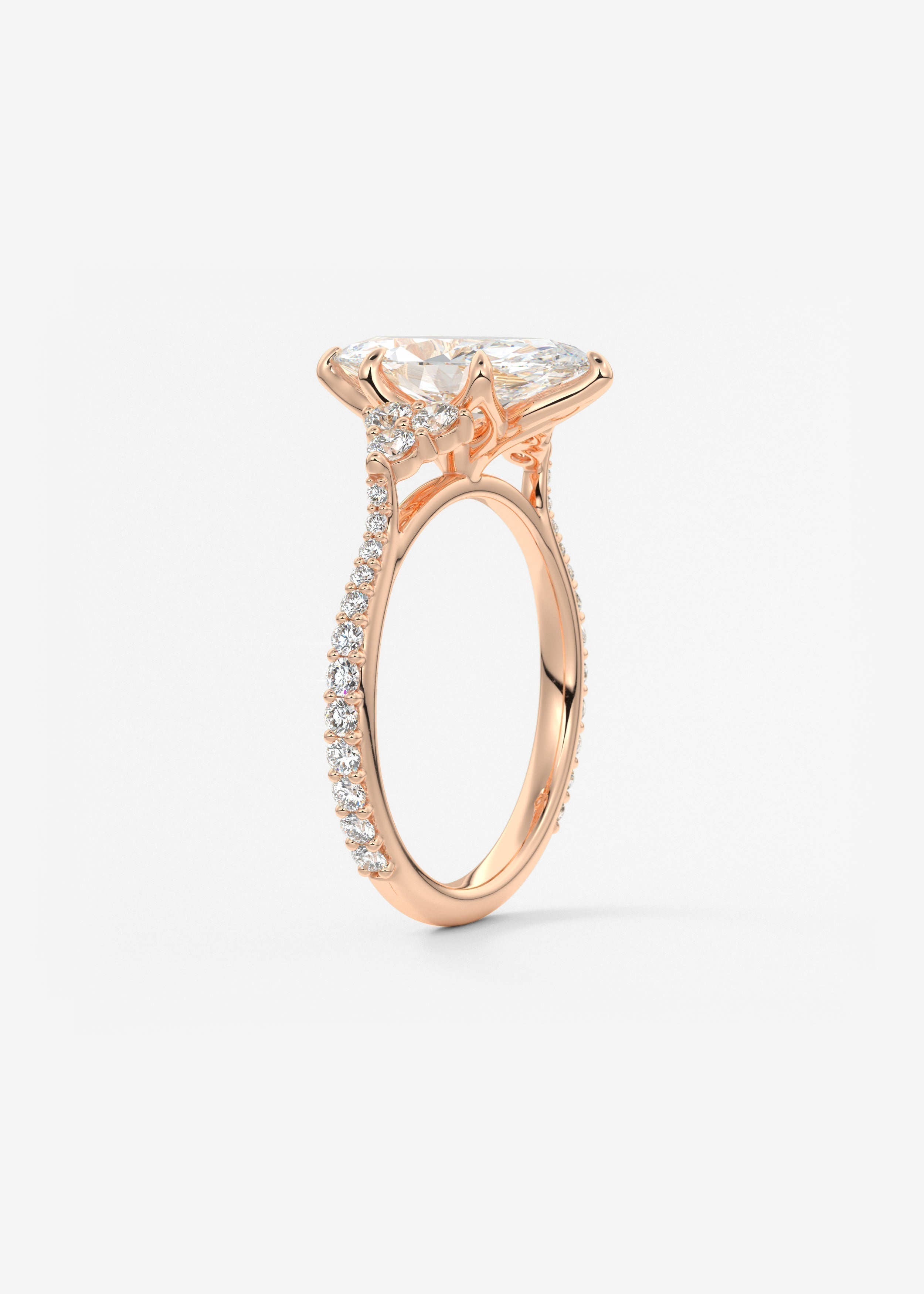 Marquise Cluster Lab Grown Diamond Engagement Ring