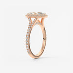 Oval Halo & Pave , Split Shank Lab Grown Diamond Engagement Ring