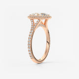 Oval Halo & Pave , Split Shank Lab Grown Diamond Engagement Ring