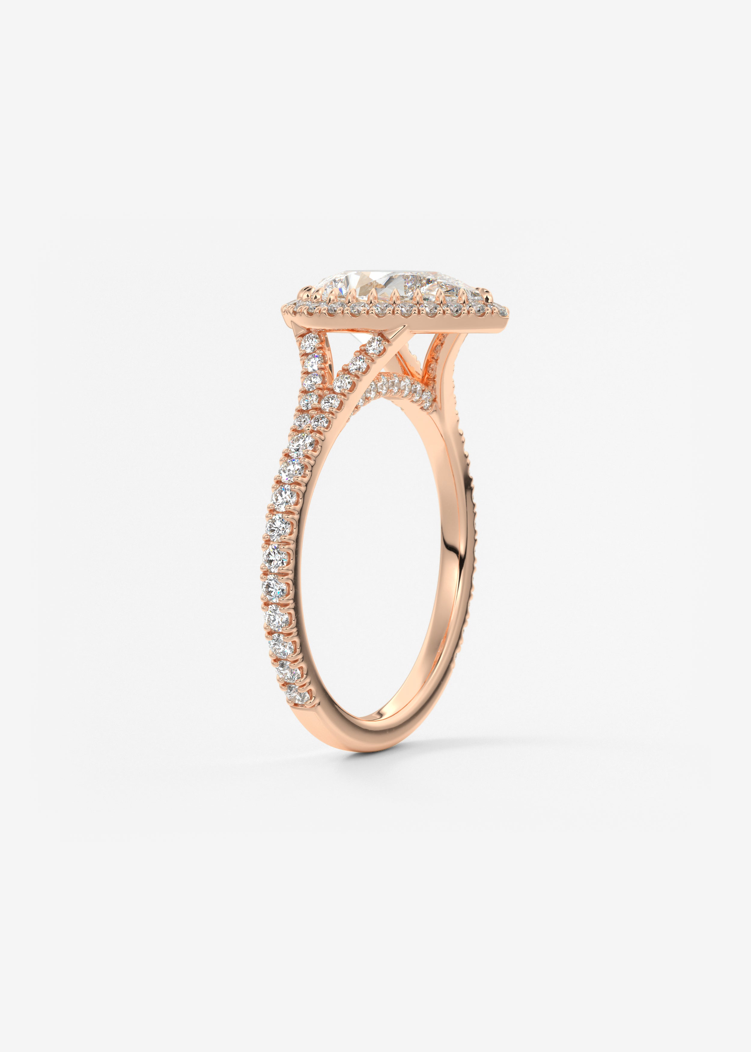 Pear Halo & Pave , Split Shank Lab Grown Diamond Engagement Ring