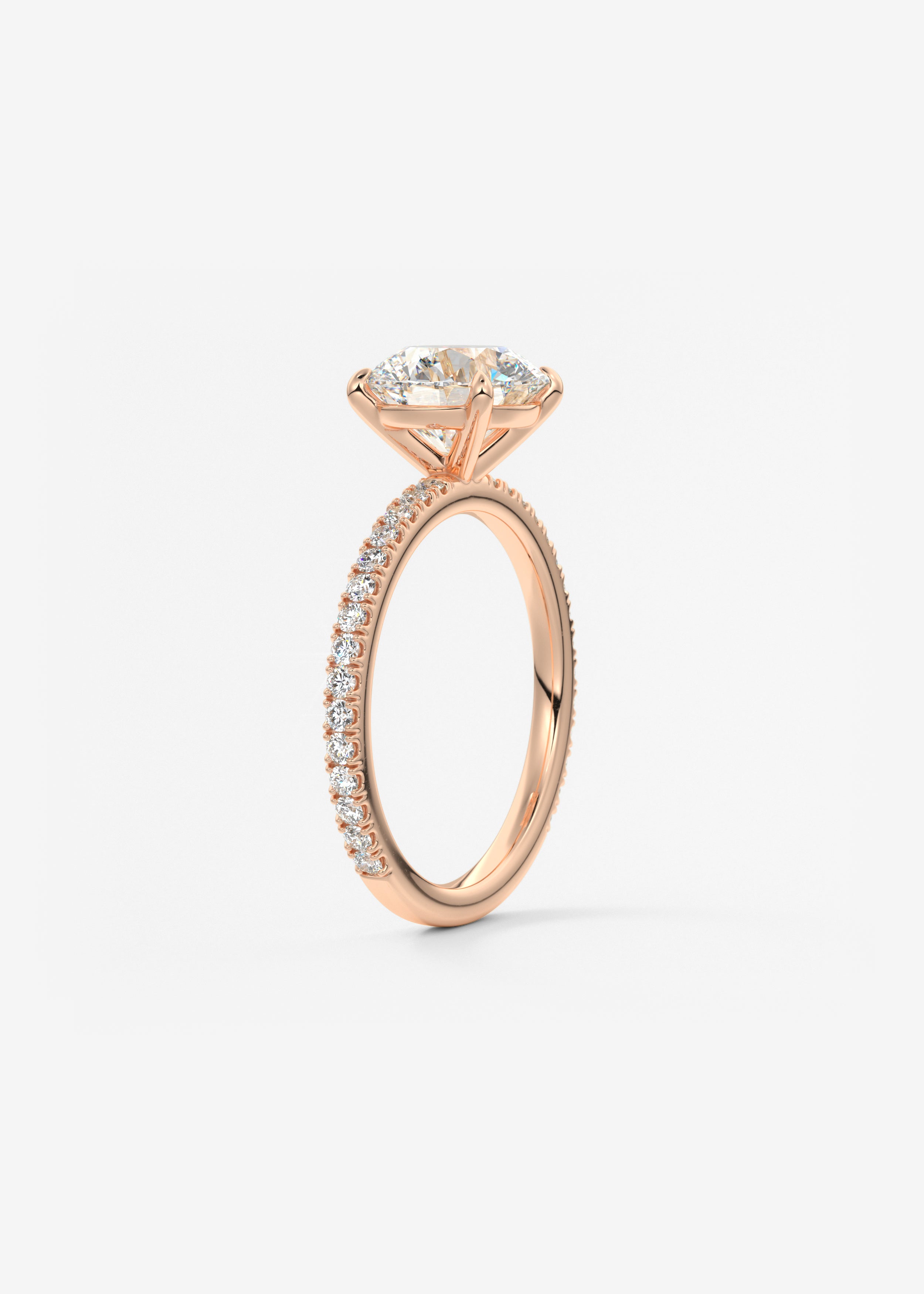 Round Pave Lab Grown Diamond Engagement Ring