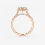 Cushion Halo & Pave , Split Shank Lab Grown Diamond Engagement Ring