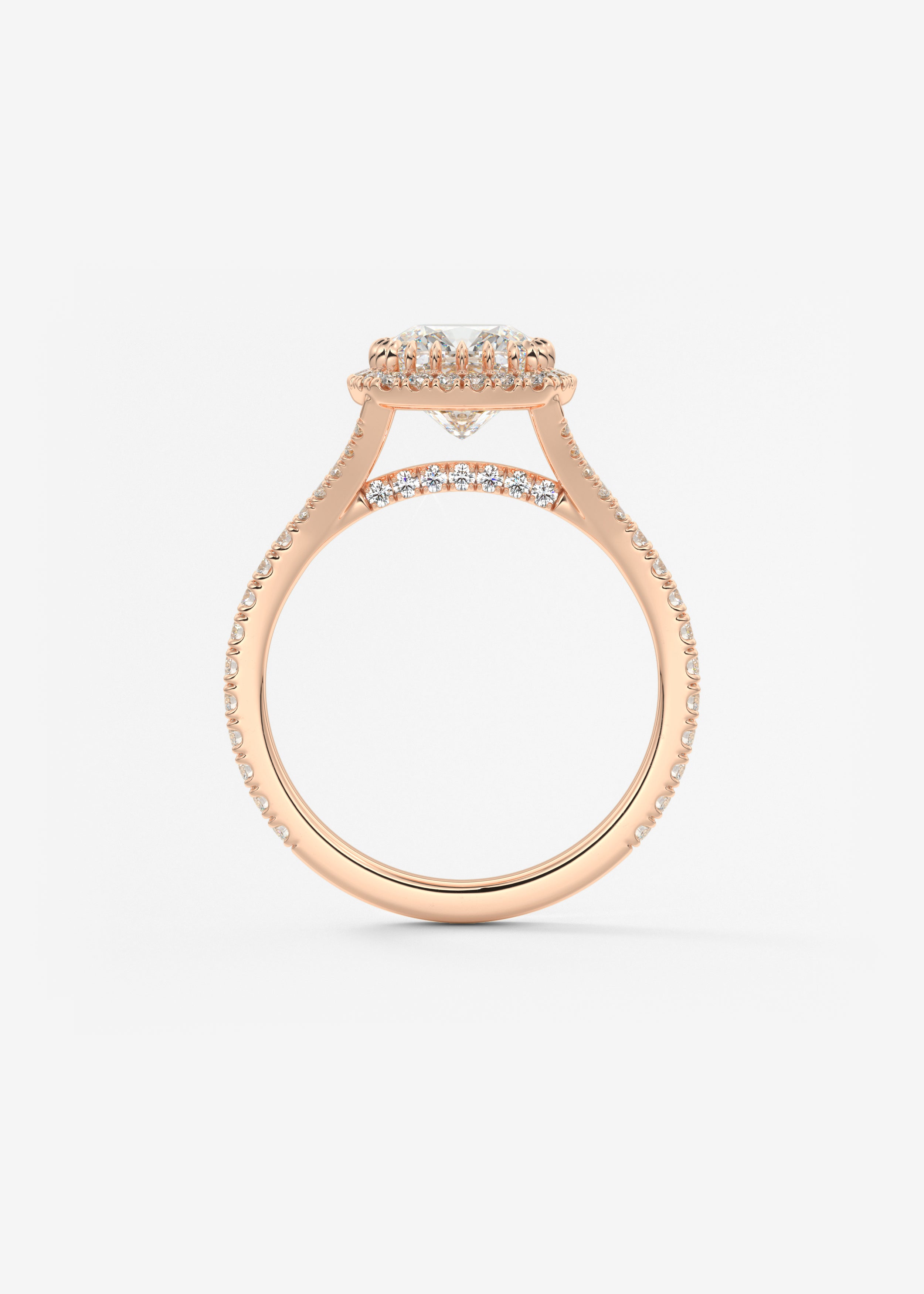 Cushion Halo & Pave , Split Shank Lab Grown Diamond Engagement Ring