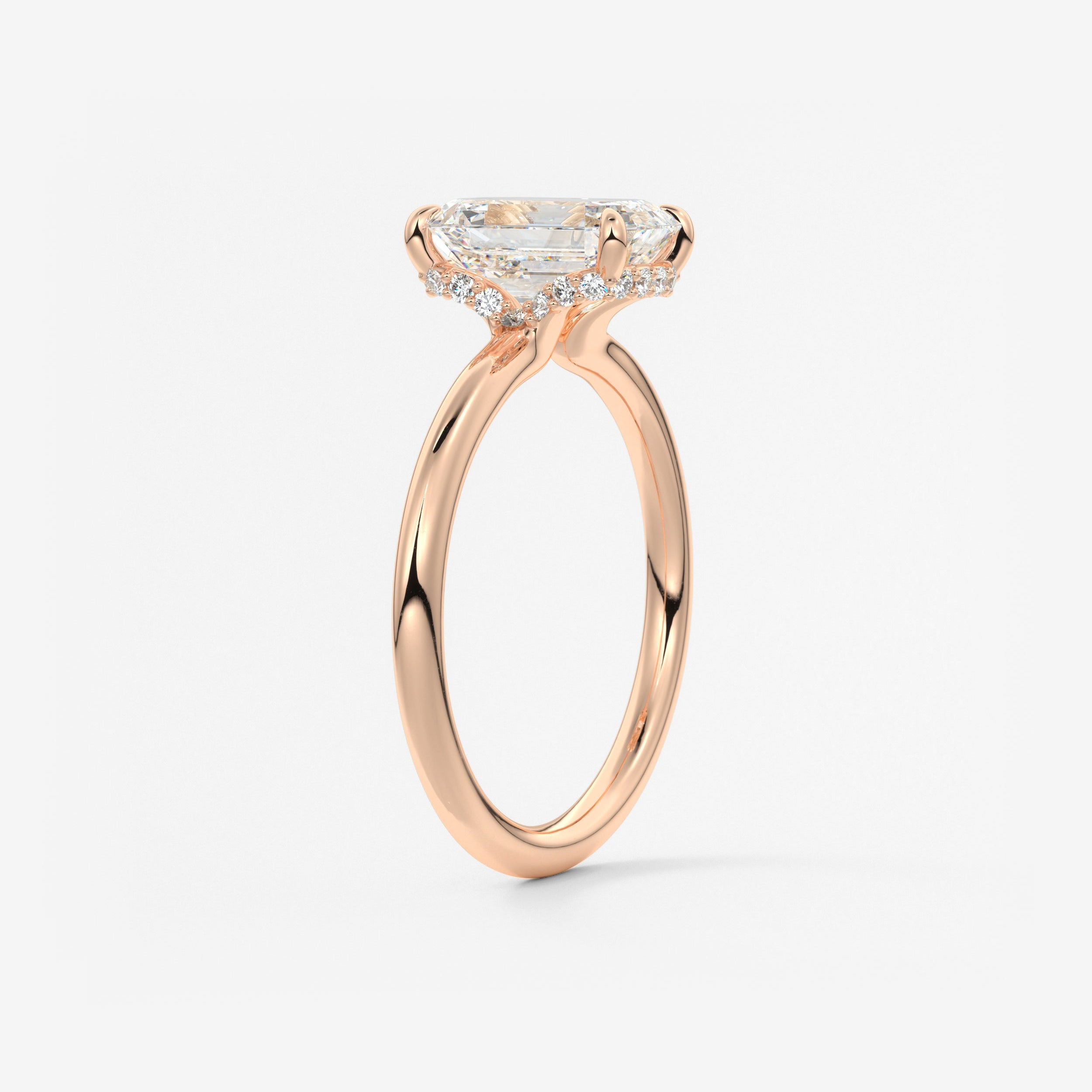 Emerald Hidden Halo Lab Grown Diamond Engagement Ring