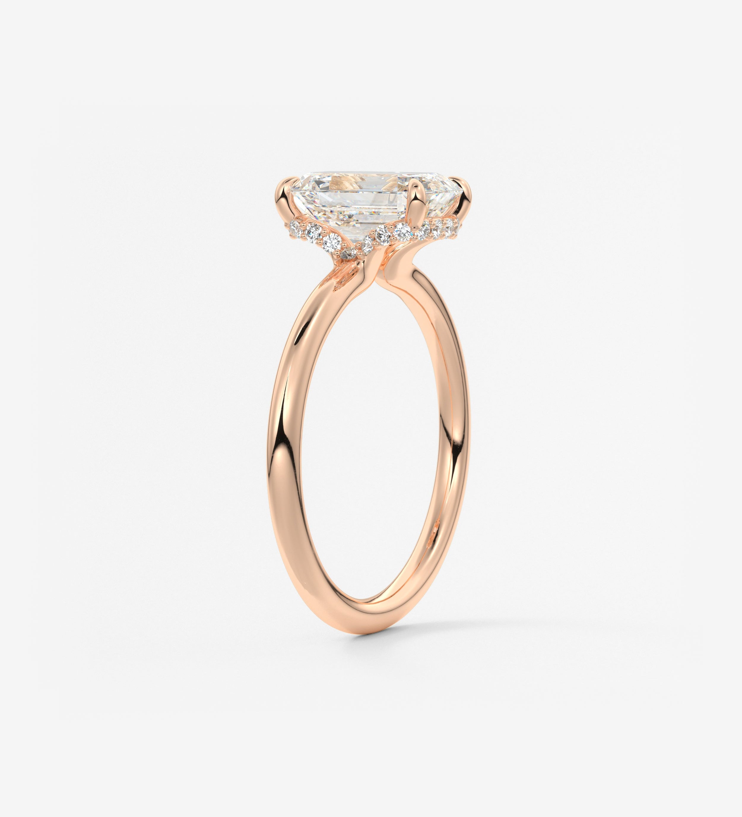Emerald Hidden Halo Lab Grown Diamond Engagement Ring