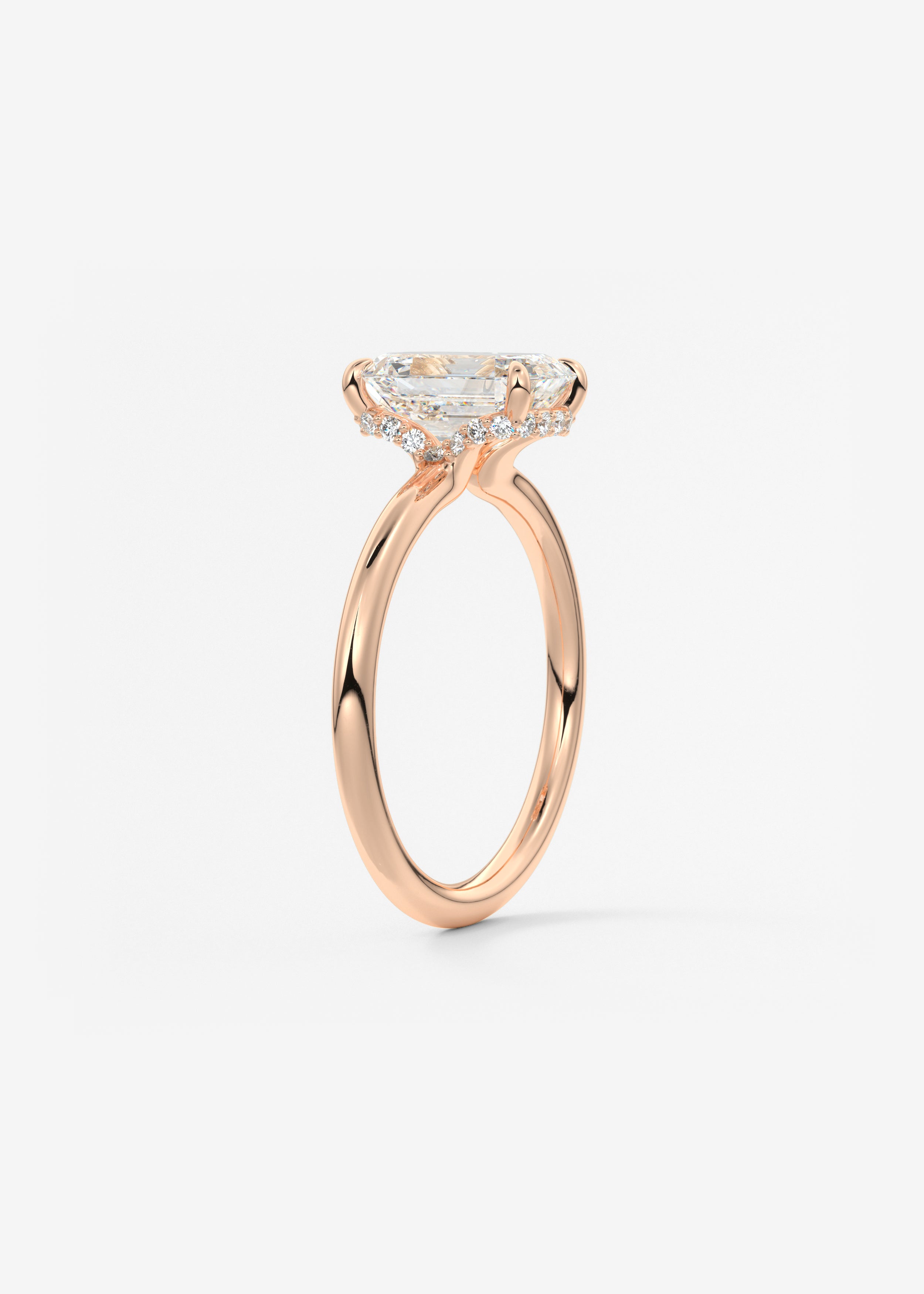 Emerald Hidden Halo Lab Grown Diamond Engagement Ring