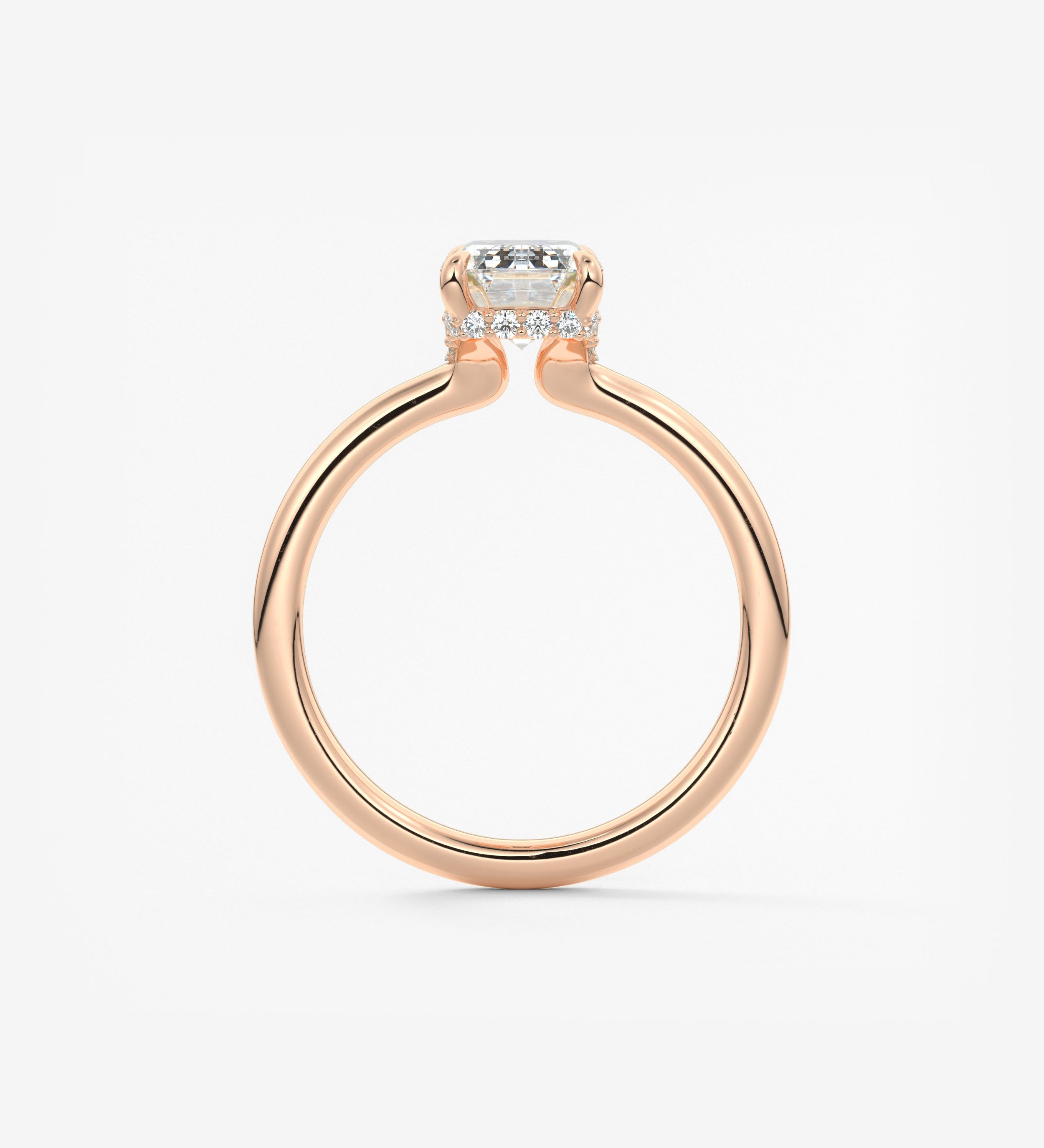 Emerald Hidden Halo Lab Grown Diamond Engagement Ring