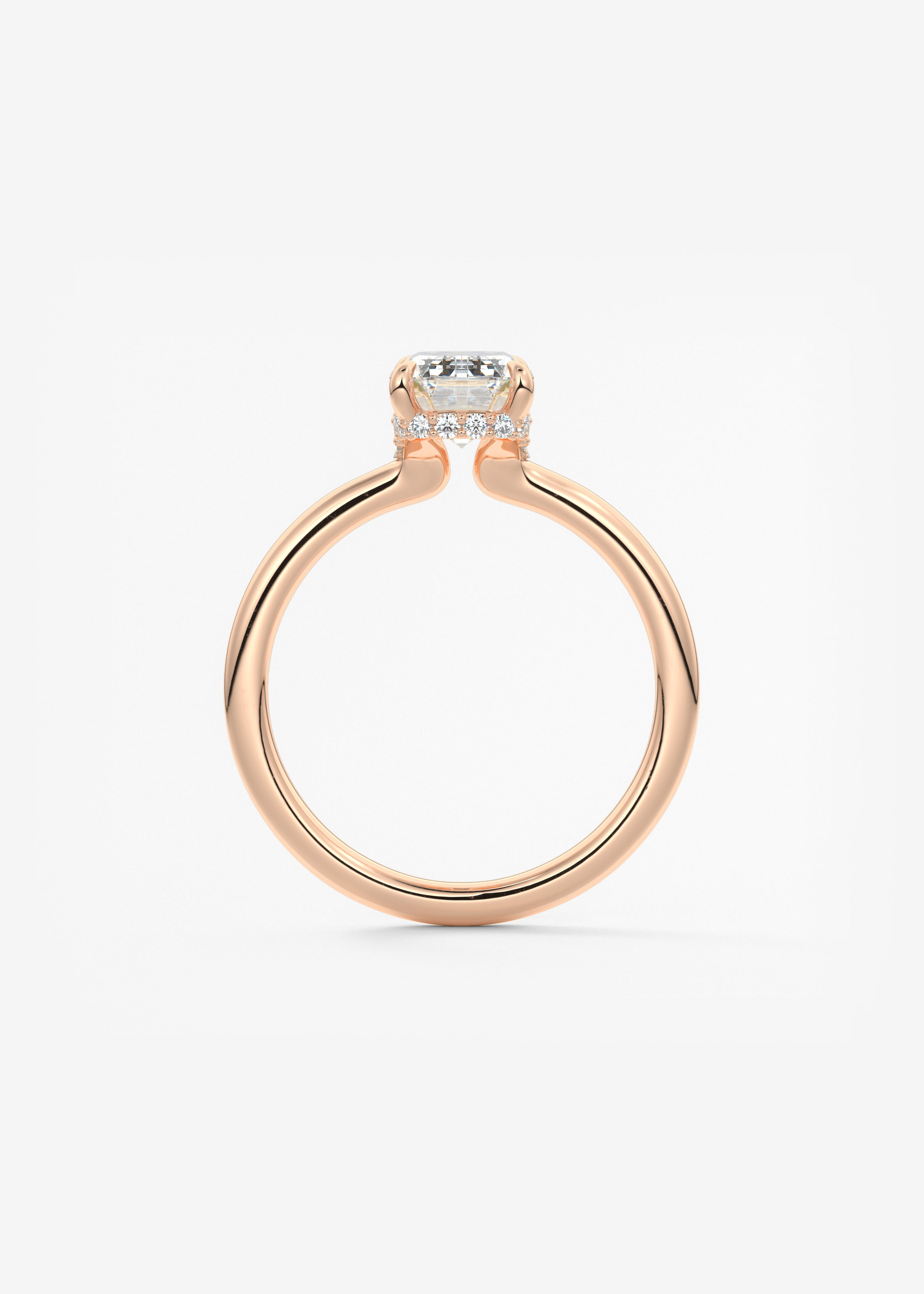Emerald Hidden Halo Lab Grown Diamond Engagement Ring