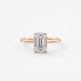 Emerald Hidden Halo Lab Grown Diamond Engagement Ring