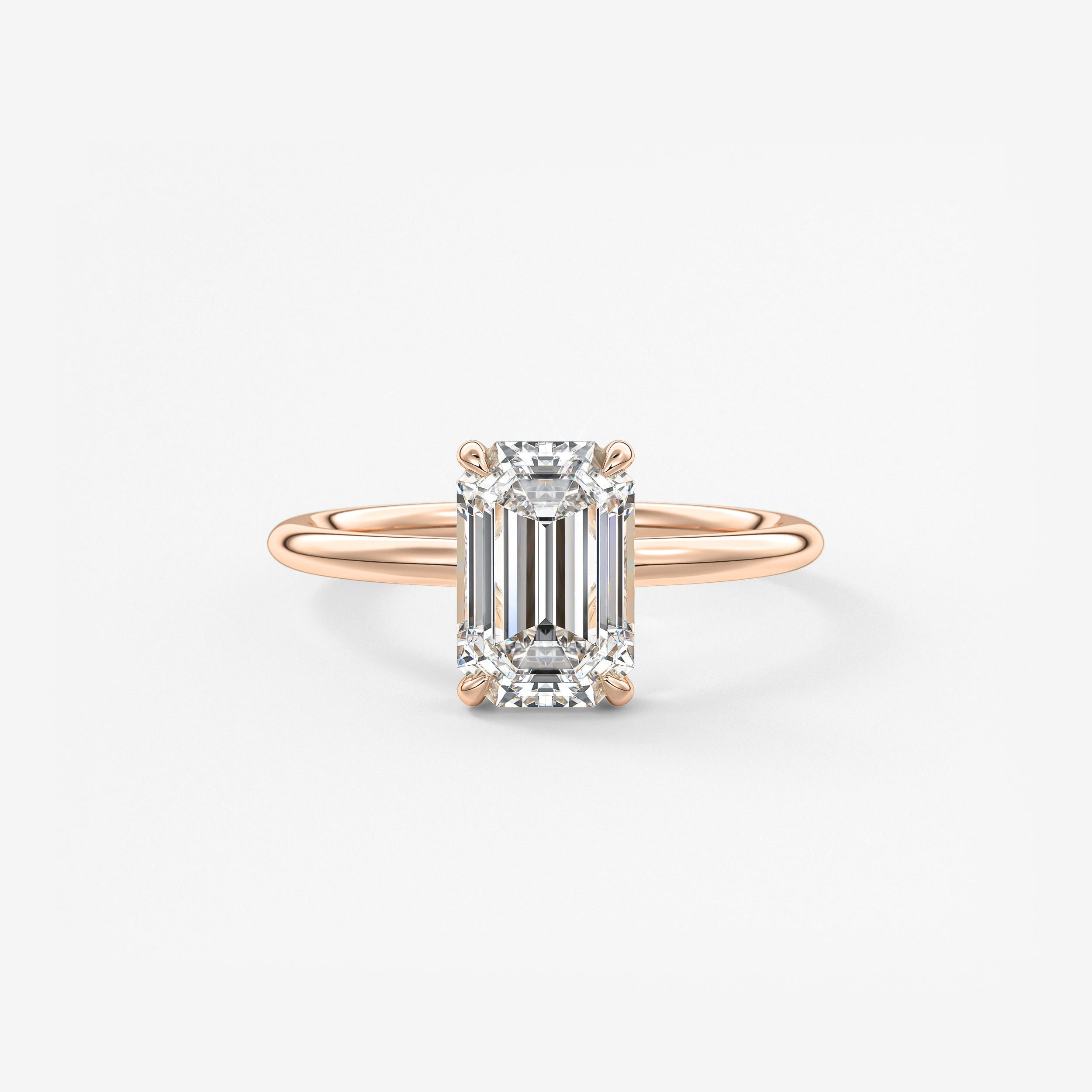 Emerald Hidden Halo Lab Grown Diamond Engagement Ring