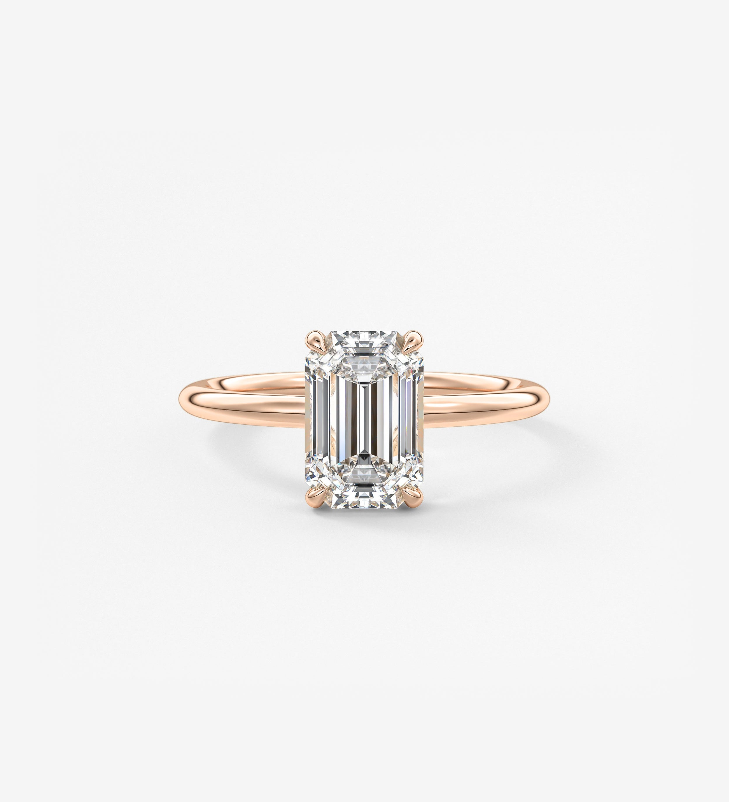 Emerald Hidden Halo Lab Grown Diamond Engagement Ring