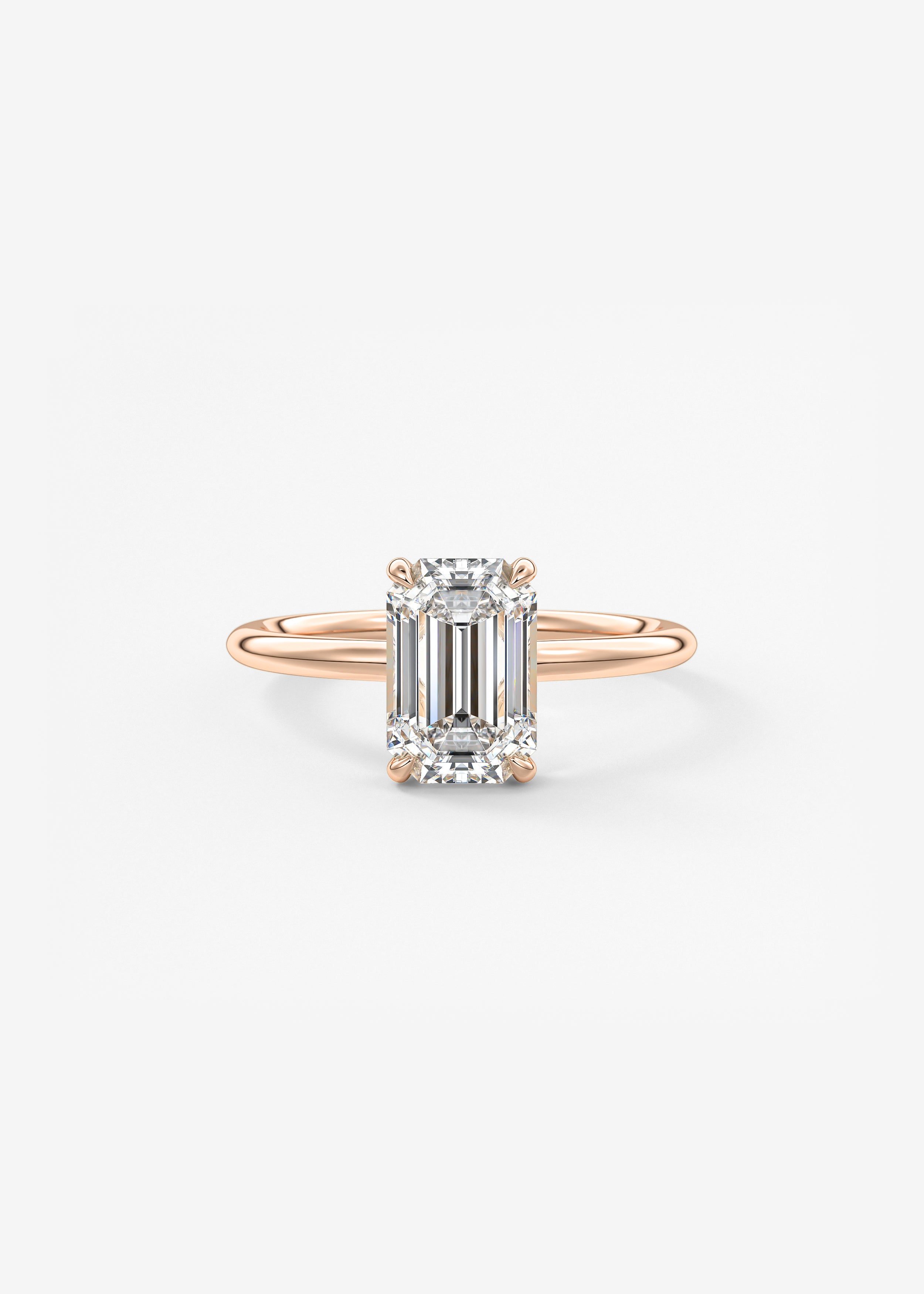 Emerald Hidden Halo Lab Grown Diamond Engagement Ring