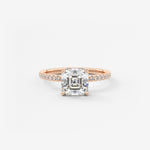 Asscher Pave Lab Grown Diamond Engagement Ring