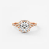 Cushion Halo & Pave , Split Shank Lab Grown Diamond Engagement Ring