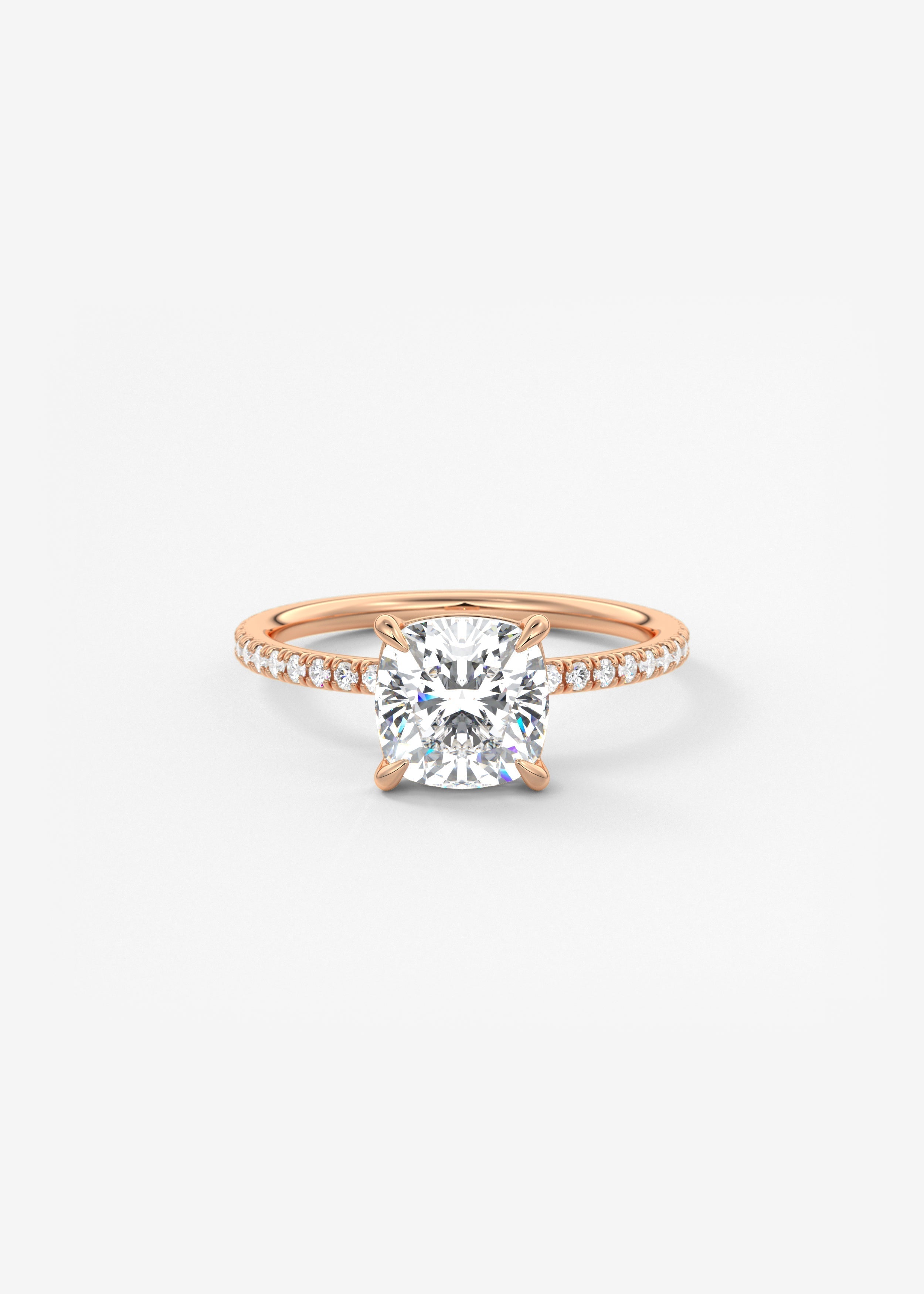 Cushion Pave Lab Grown Diamond Engagement Ring