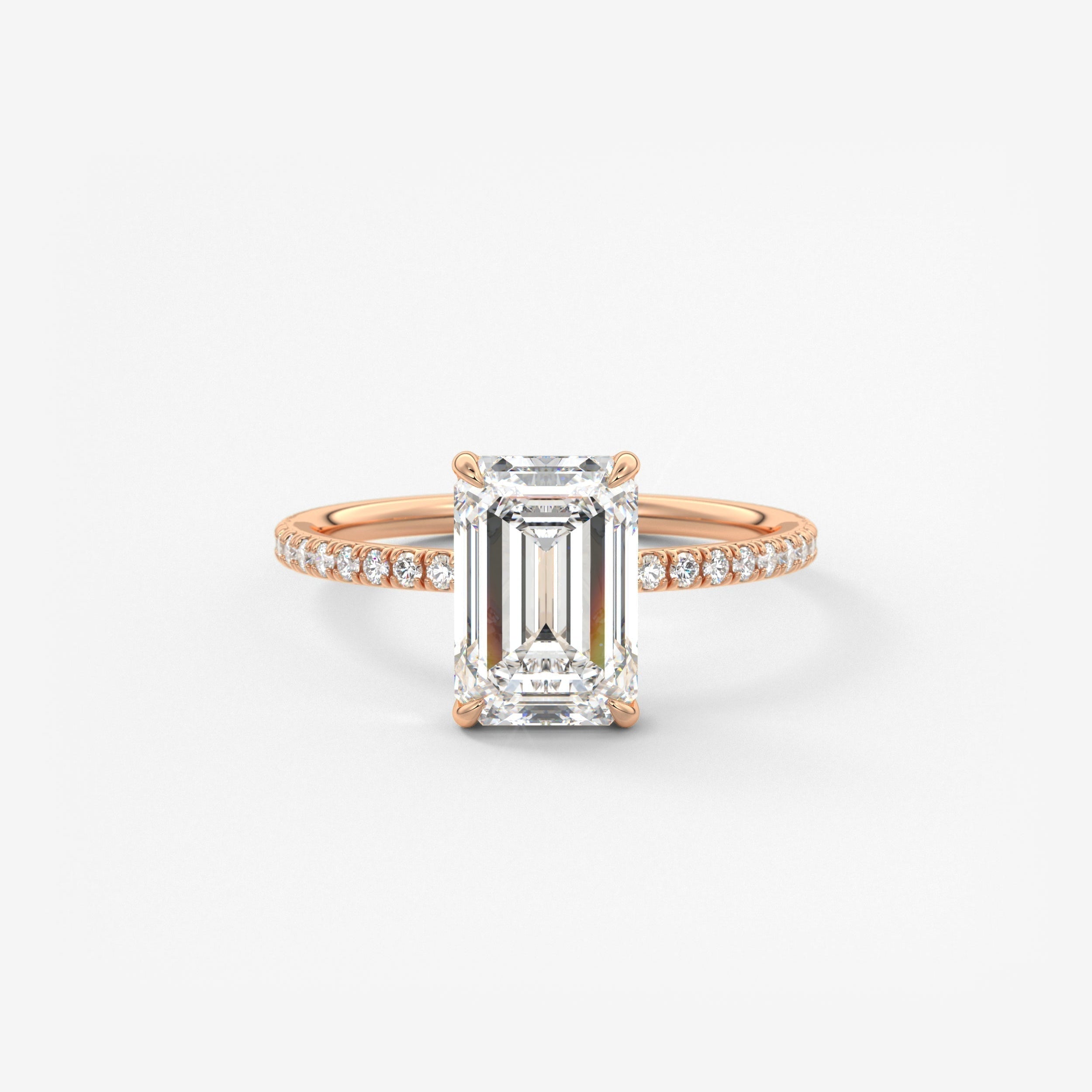 Emerald Pave Lab Grown Diamond Engagement Ring