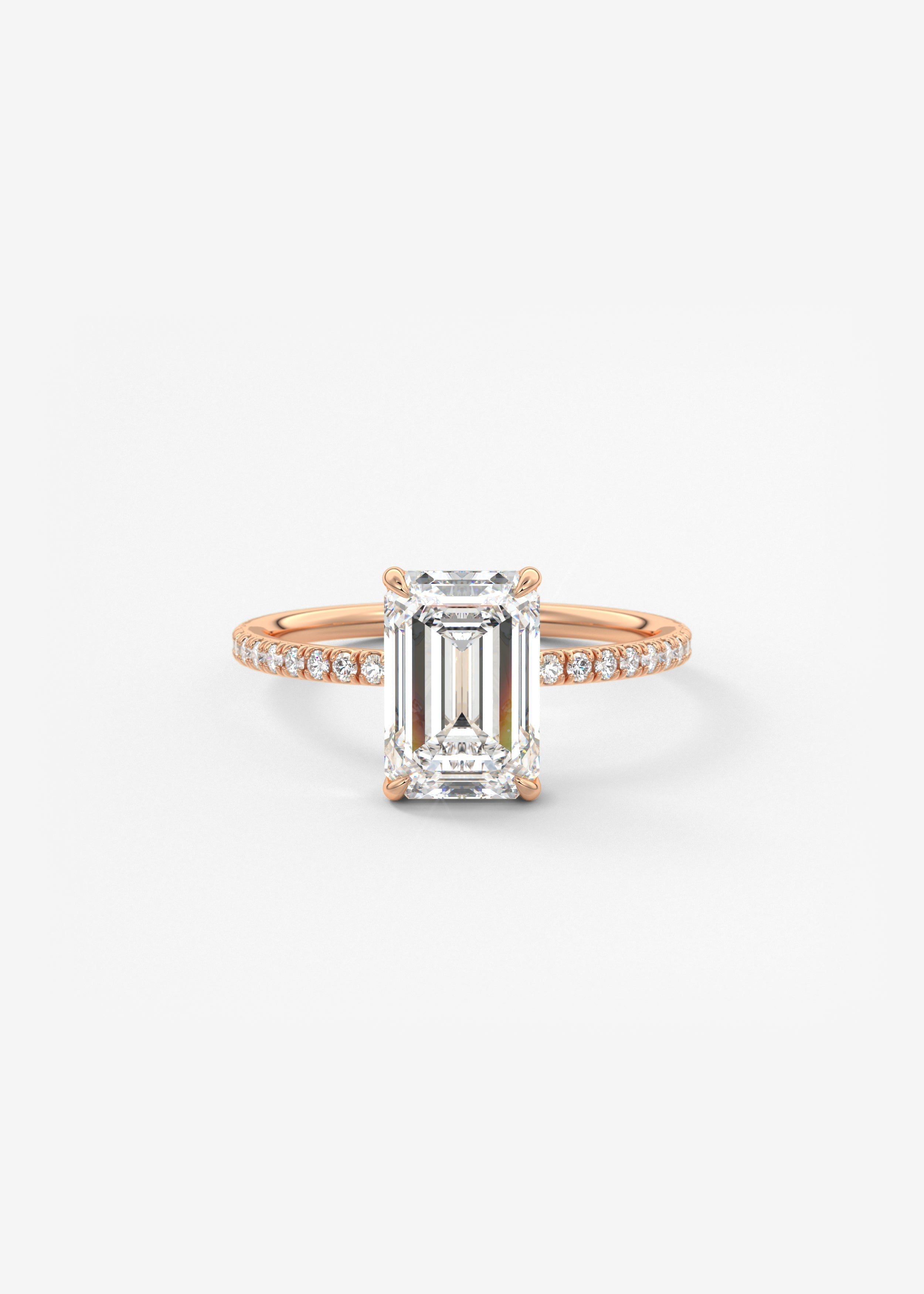 Emerald Pave Lab Grown Diamond Engagement Ring