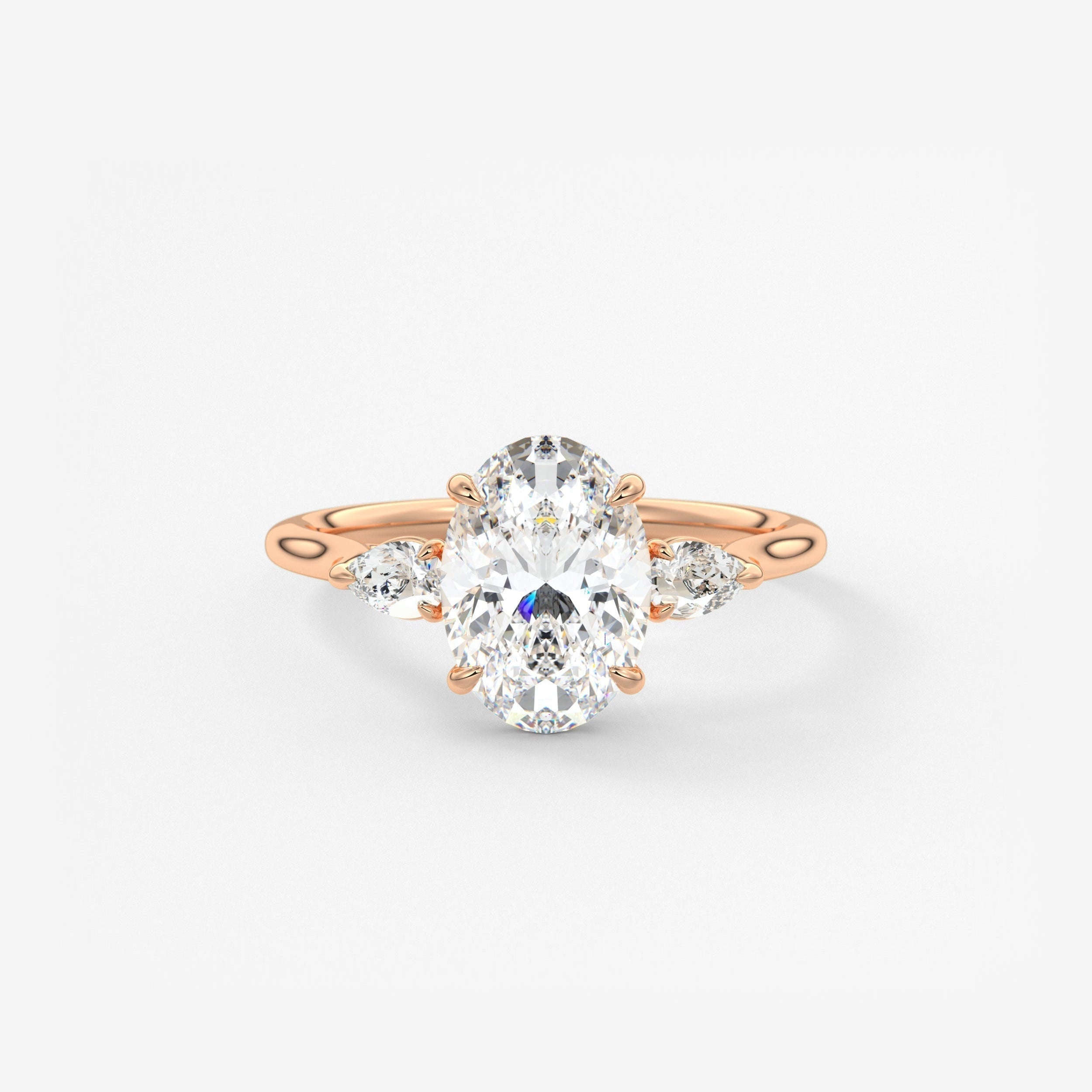 Oval Three Stone Lab Grown Diamond Engagement Ring