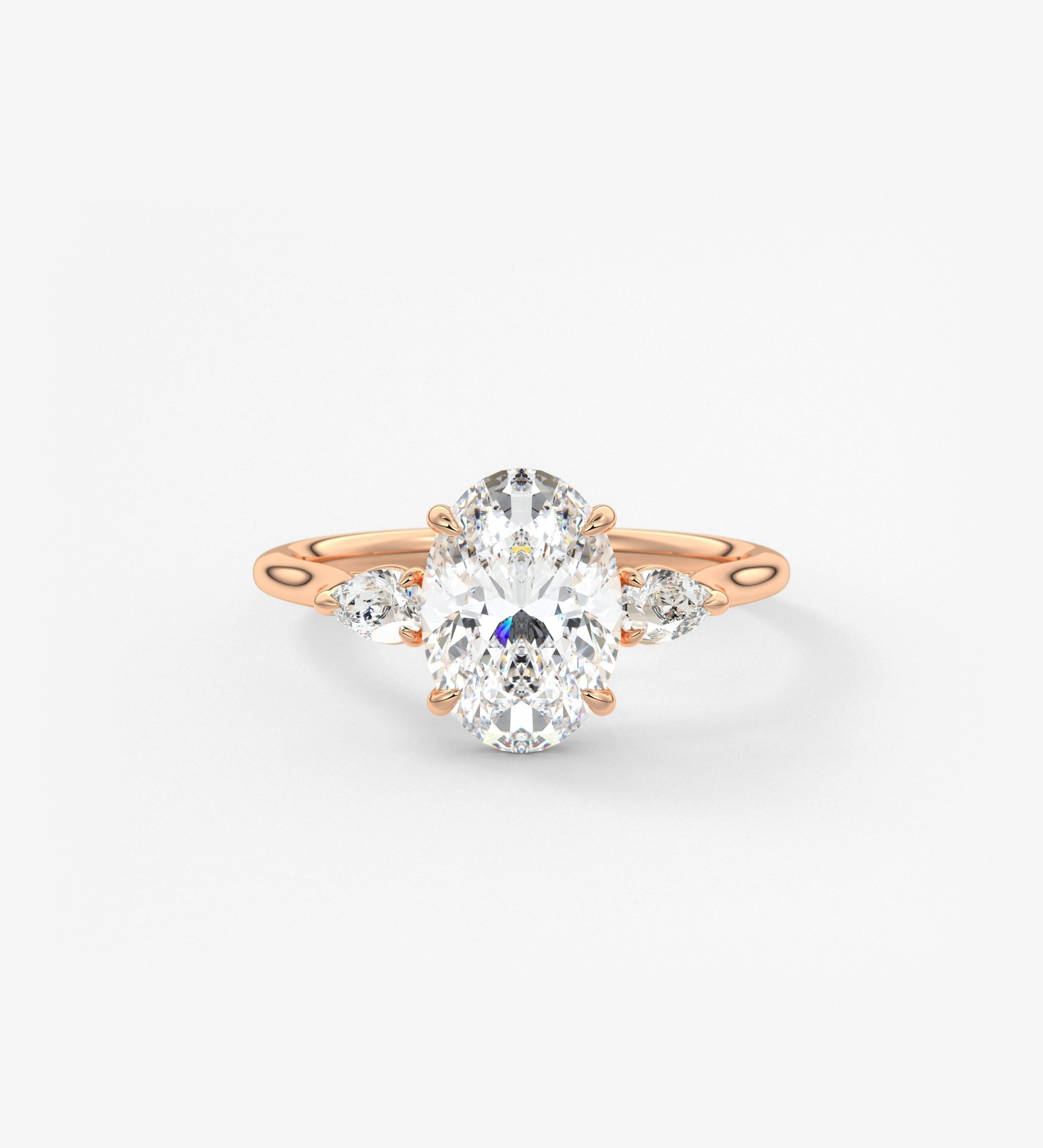 Oval Three Stone Lab Grown Diamond Engagement Ring