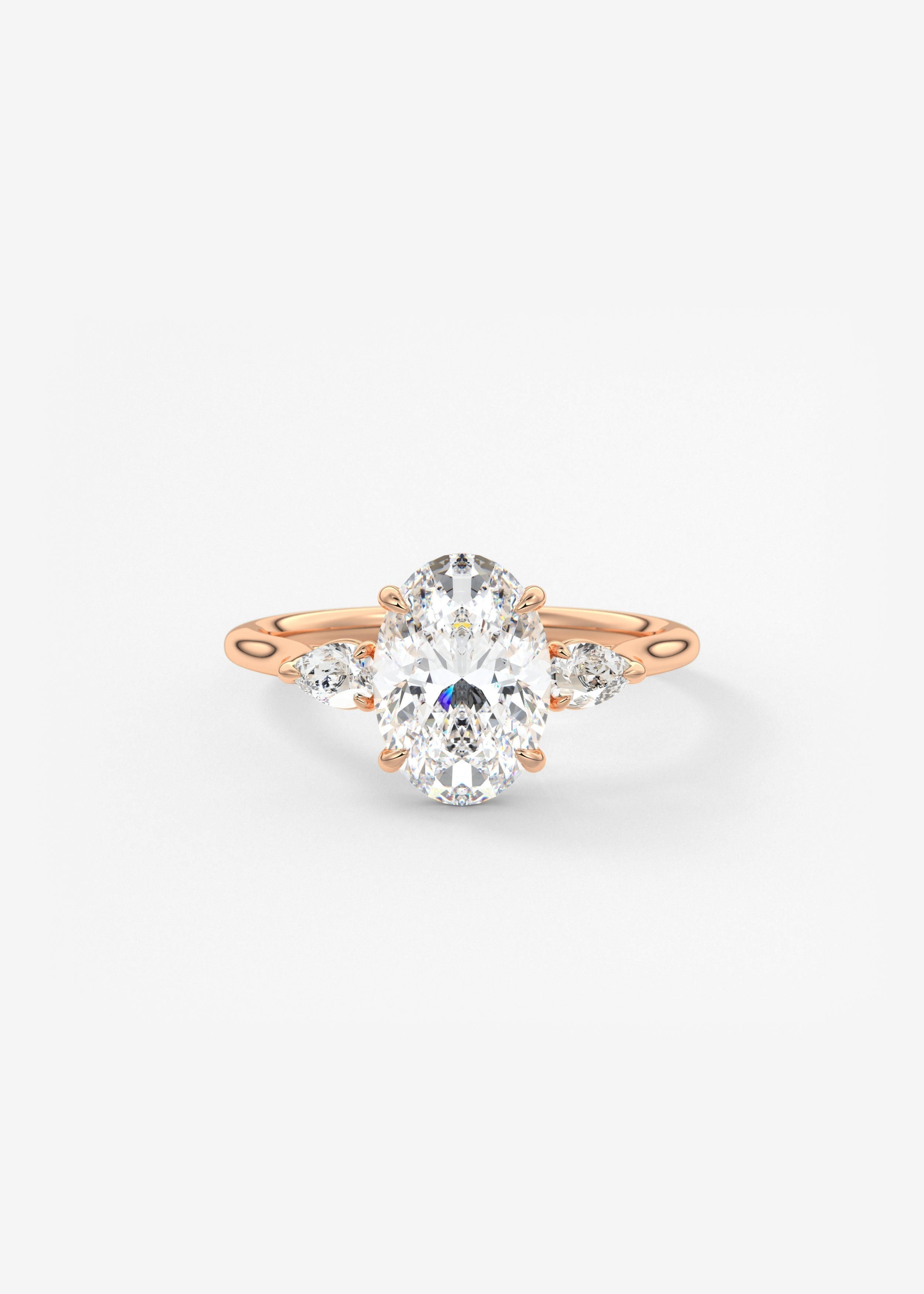 Oval Three Stone Lab Grown Diamond Engagement Ring