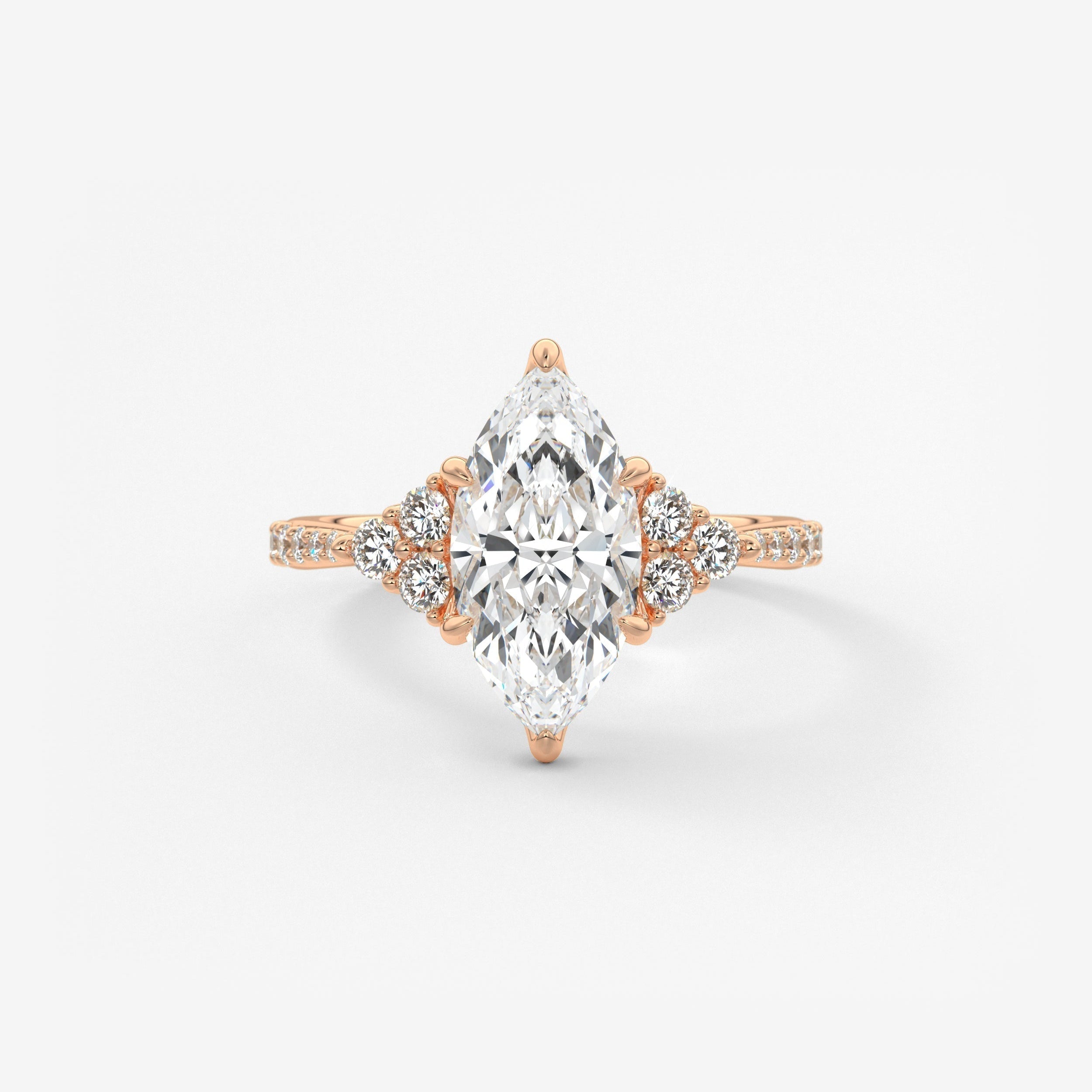 Marquise Cluster Lab Grown Diamond Engagement Ring