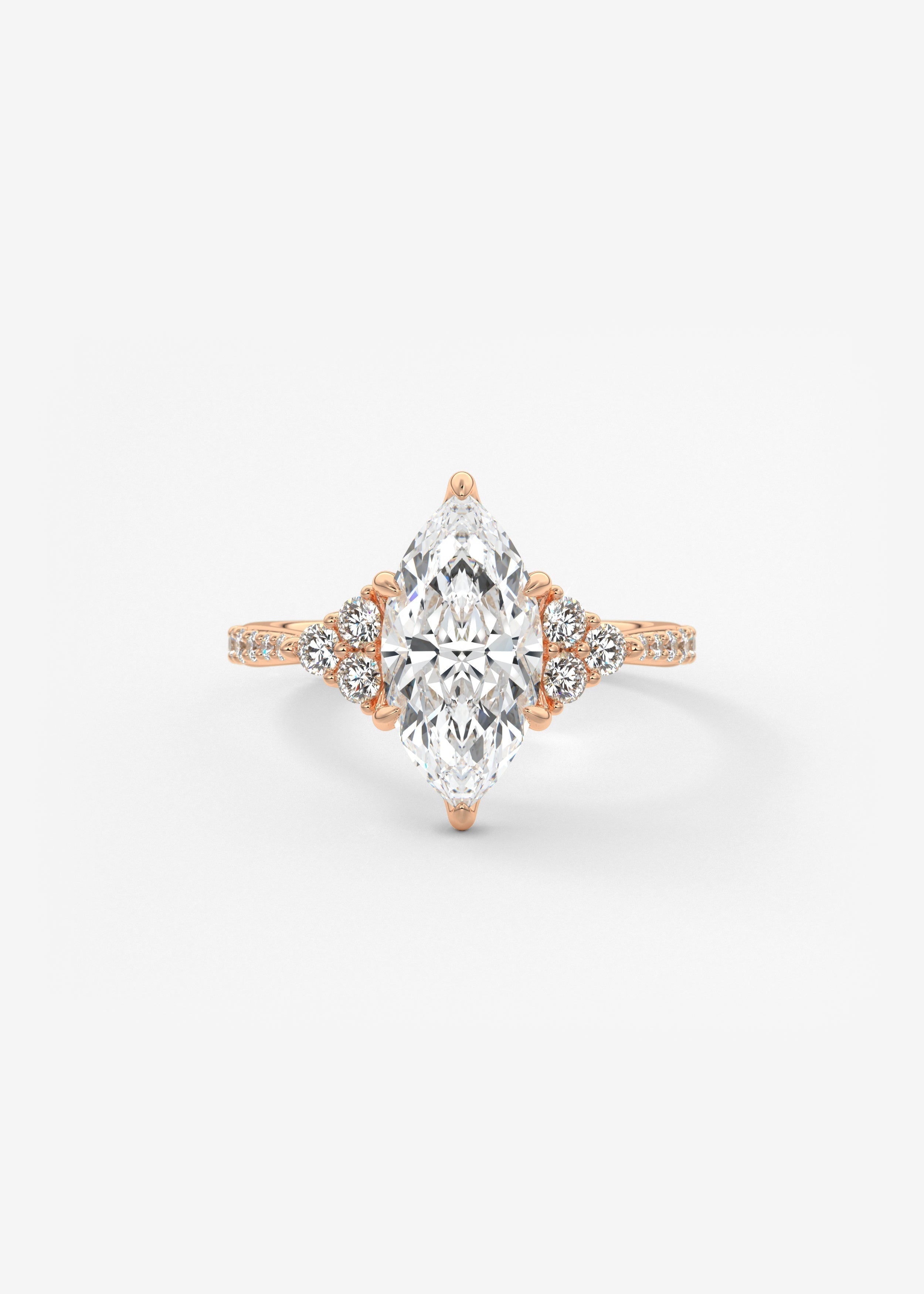 Marquise Cluster Lab Grown Diamond Engagement Ring