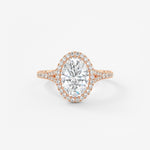 Oval Halo & Pave , Split Shank Lab Grown Diamond Engagement Ring