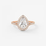 Pear Halo & Pave , Split Shank Lab Grown Diamond Engagement Ring