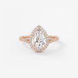 Pear Halo & Pave , Split Shank Lab Grown Diamond Engagement Ring