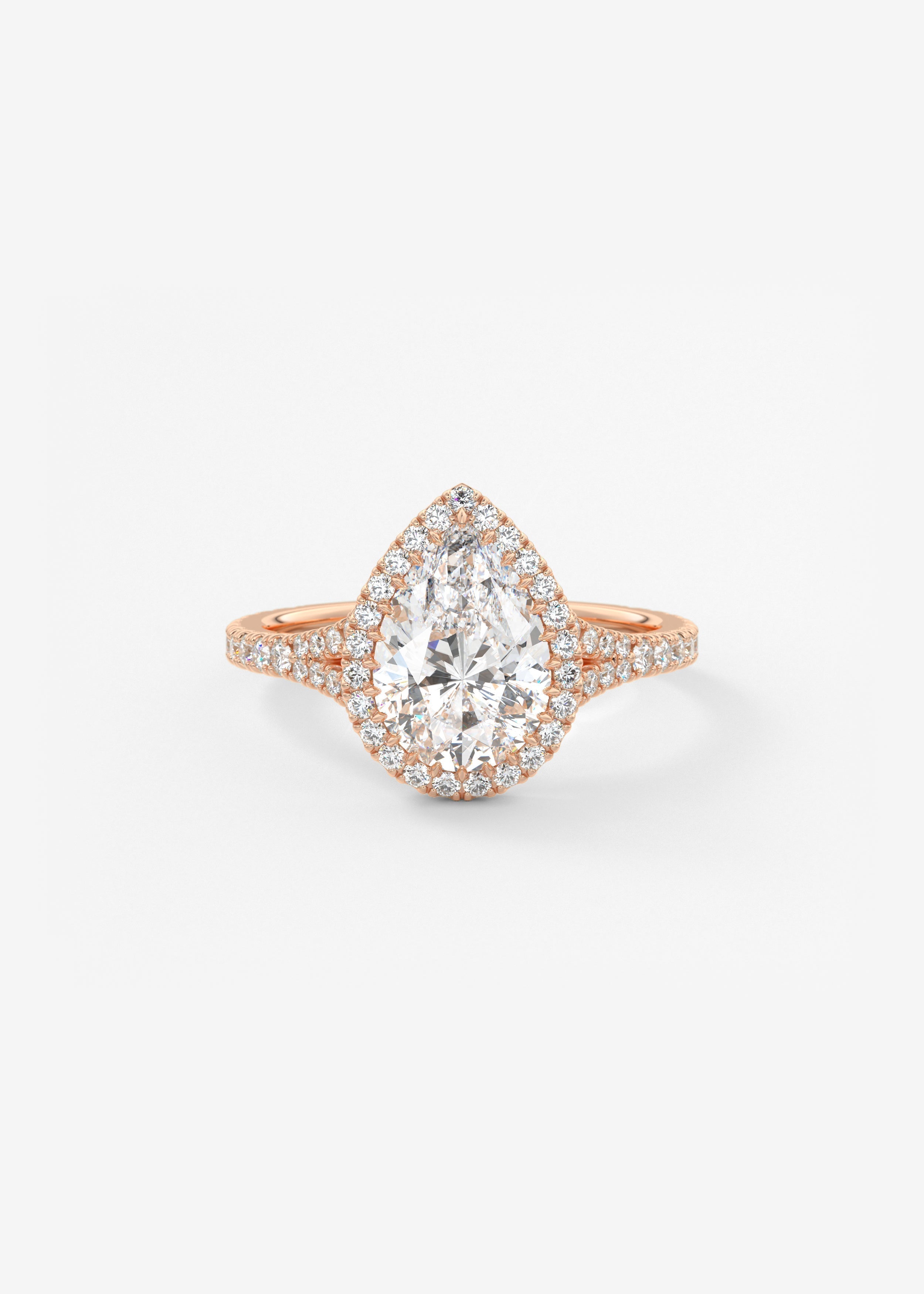Pear Halo & Pave , Split Shank Lab Grown Diamond Engagement Ring